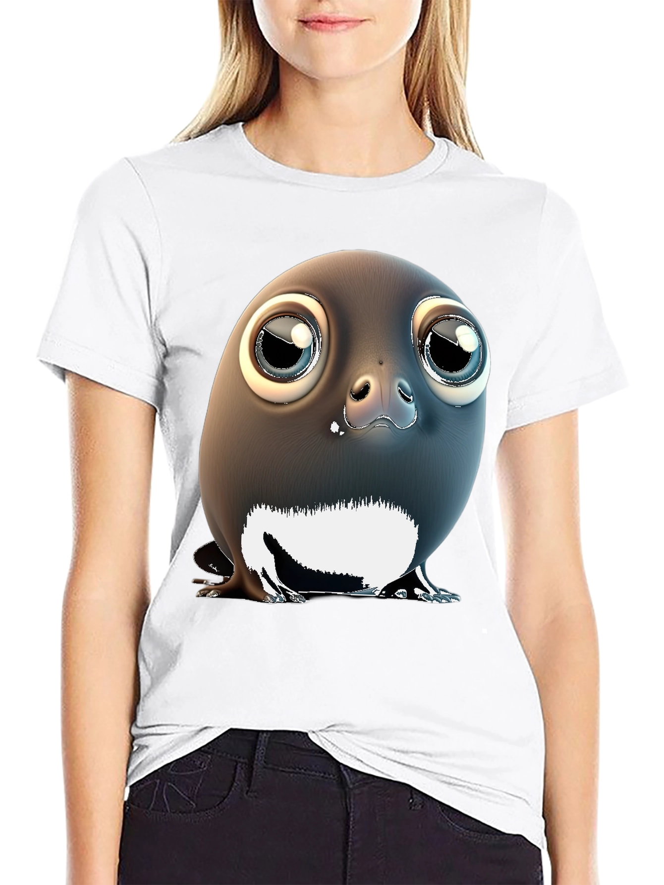 Black Cute Penguin T-Shirt - Unique Graphic Tee view 9