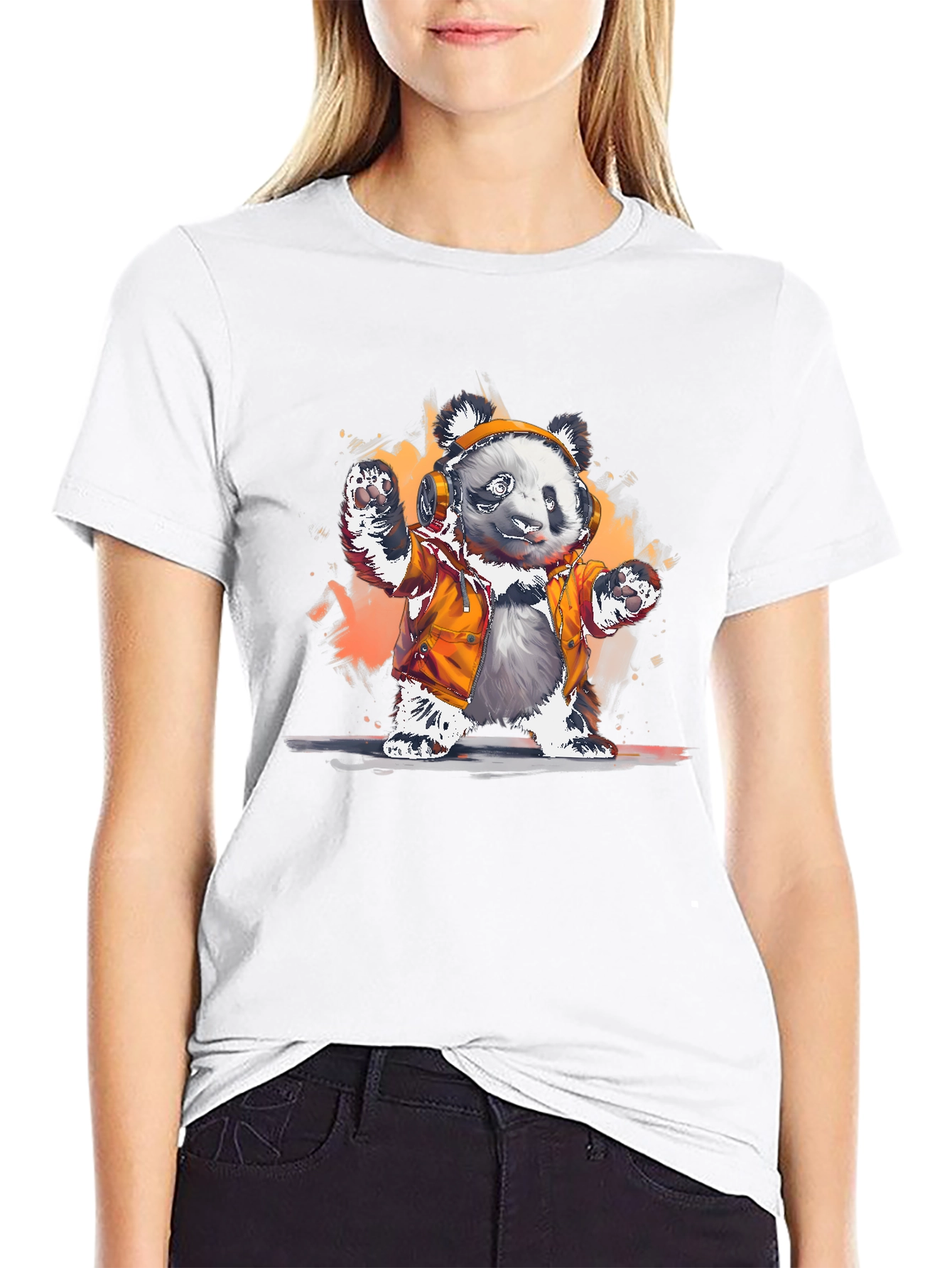 Black Panda DJ Graphic T-Shirt - Cool Animal Tee view 9
