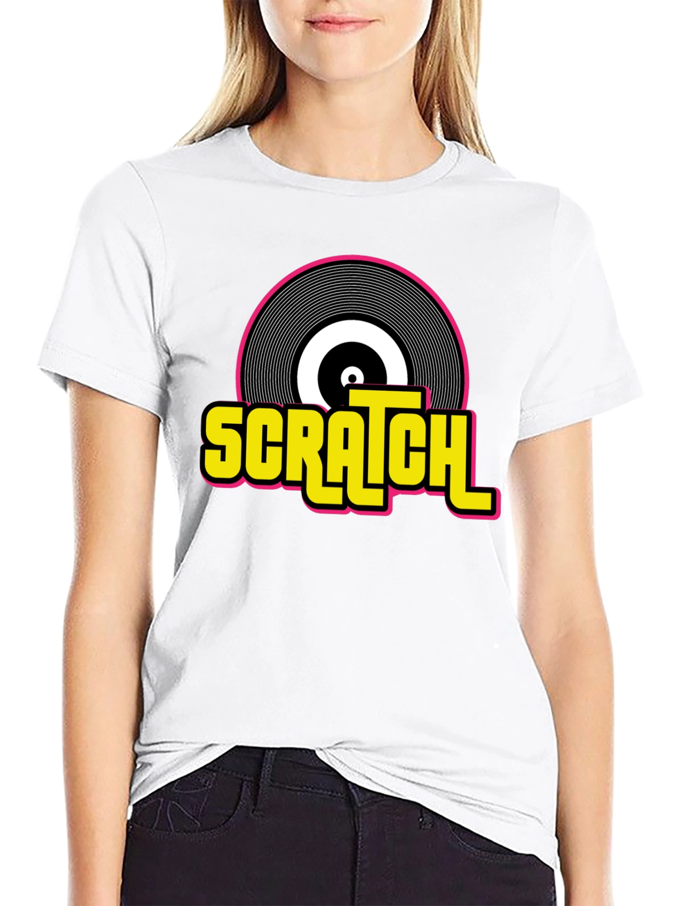 Black Scratch Record Graphic T-Shirt - Retro DJ Music Tee view 9