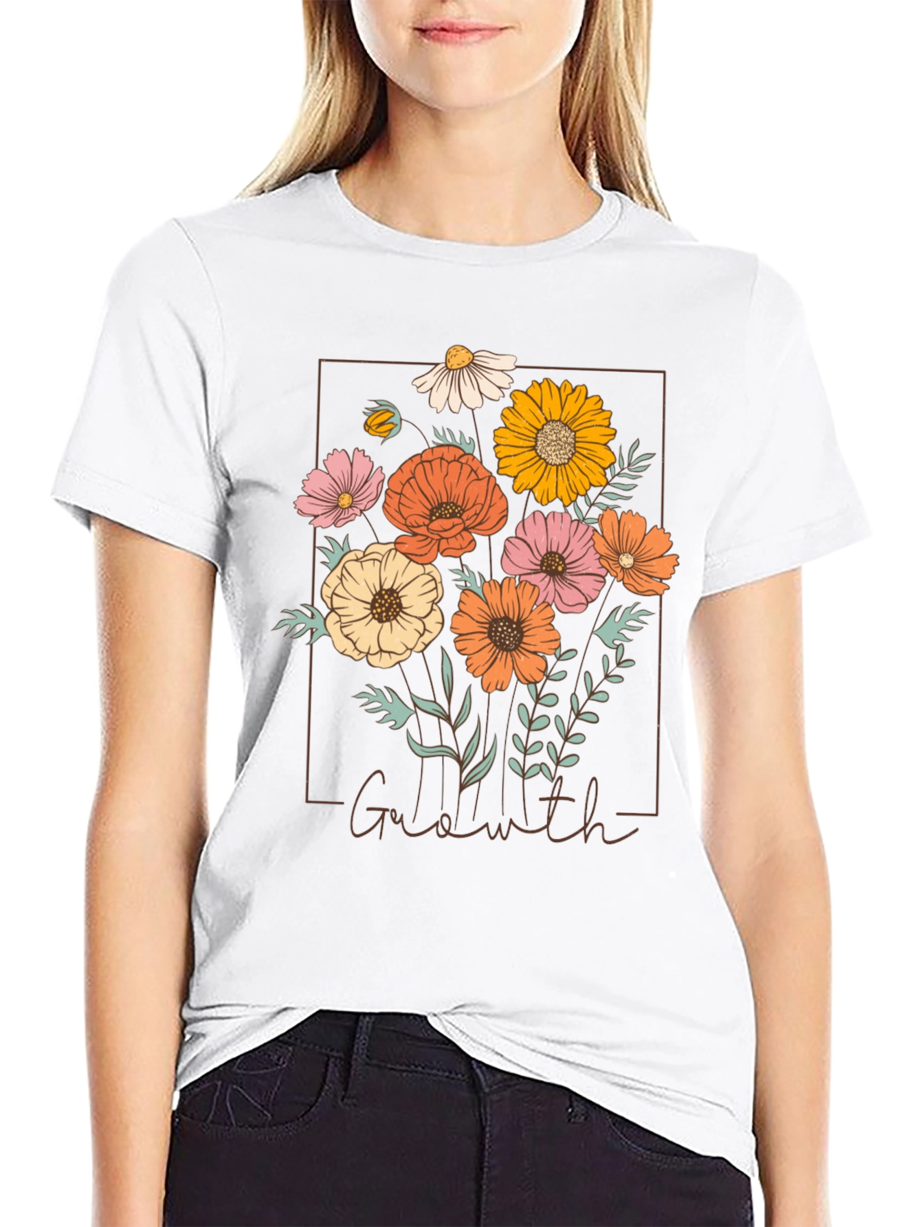 Black Floral Graphic Tee - Galawith Botanical Design view 9
