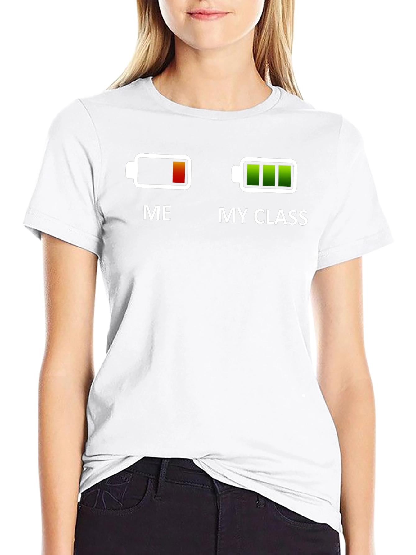 Black Funny "Me vs My Class" Battery Graphic T-Shirt view 9