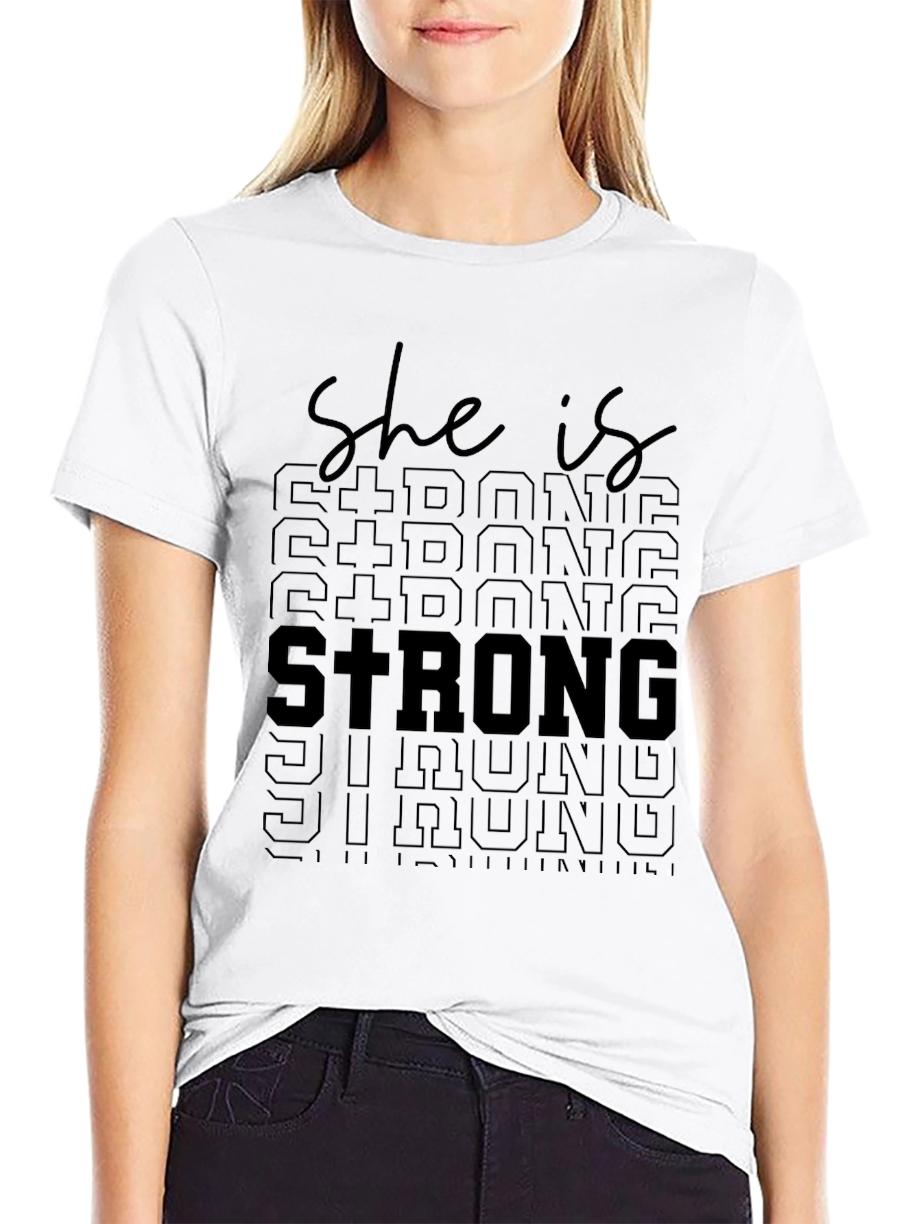 Black She Is Strong Graphic Tee - Unisex Soft Cotton T-Shirt view 9