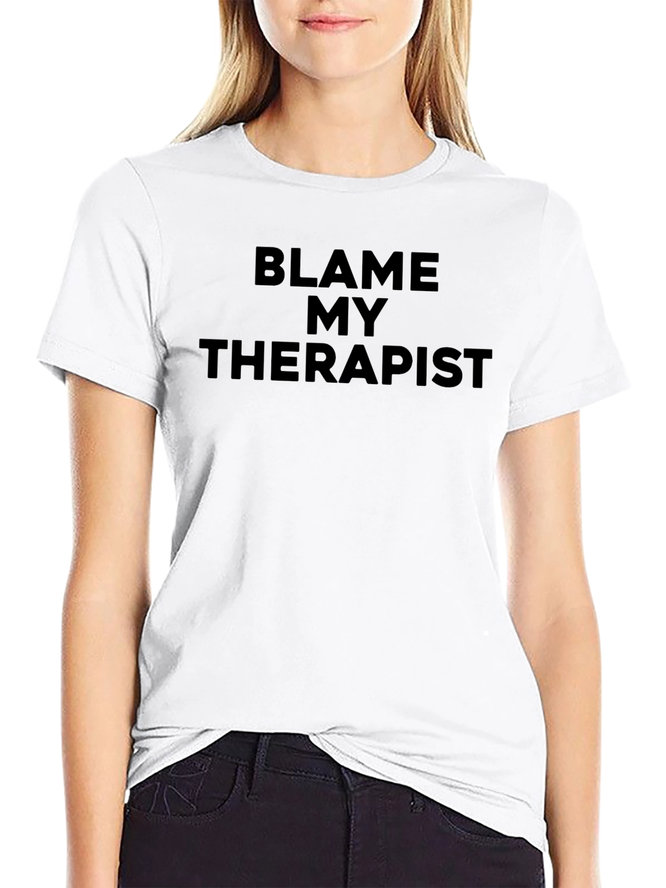 Black Blame My Therapist Black Graphic T-Shirt view 9