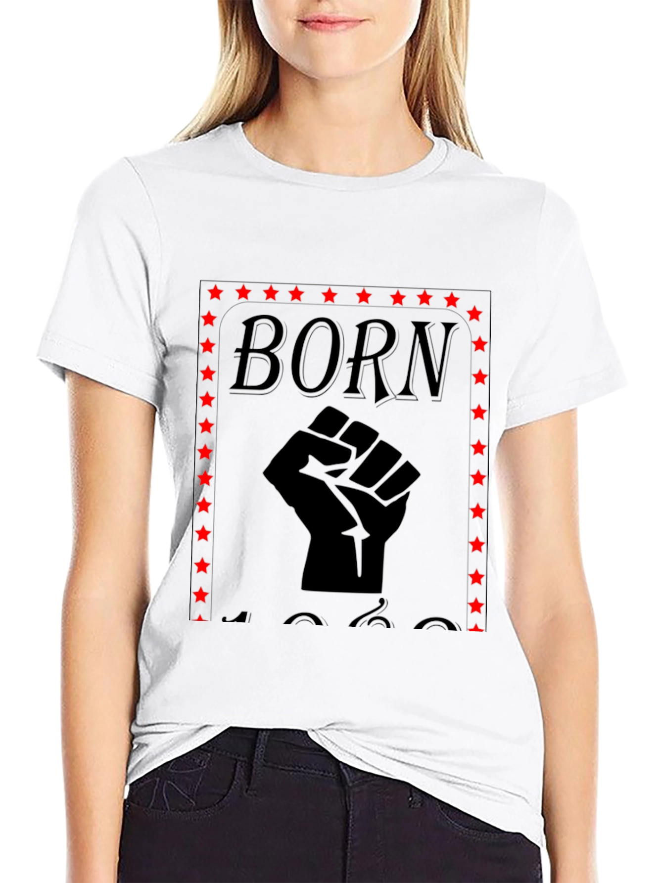 Black Born Strong Fist Graphic Tee - Black view 9