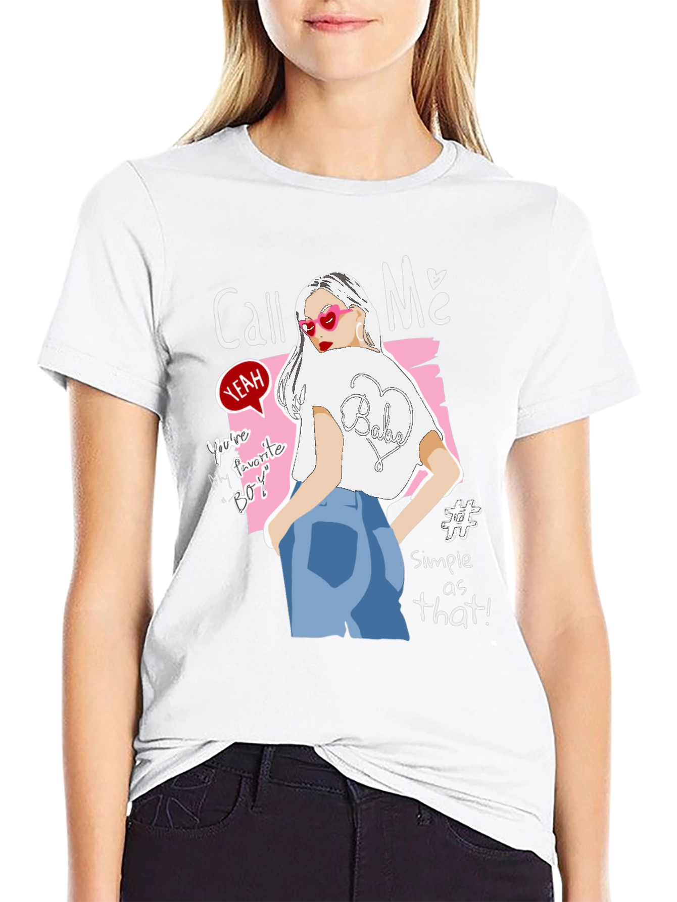 Black Call Me Graphic Tee - Trendy Woman Design, Black view 9