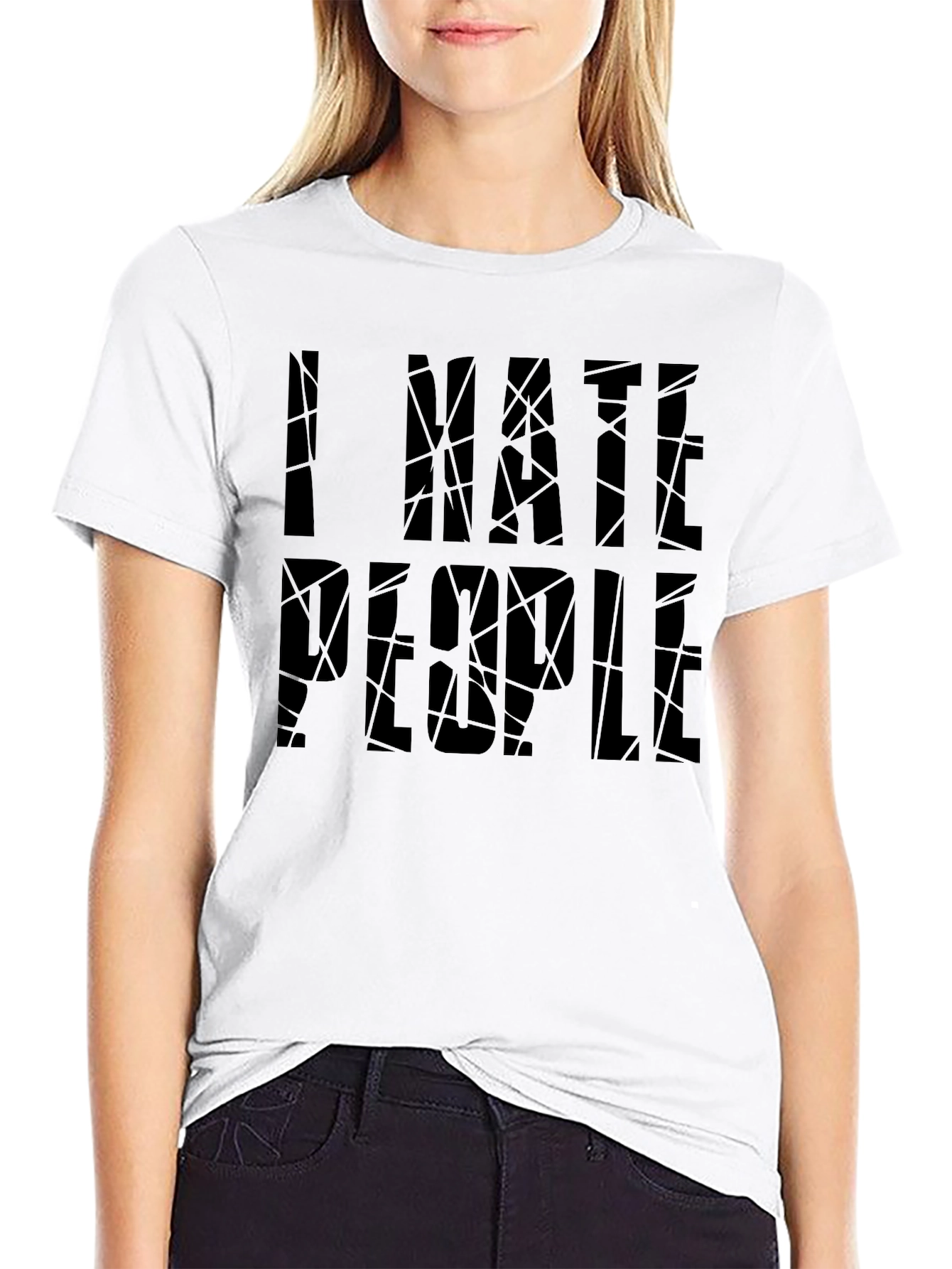 Black I Hate People Graphic Tee - Dark Humor T-Shirt view 9
