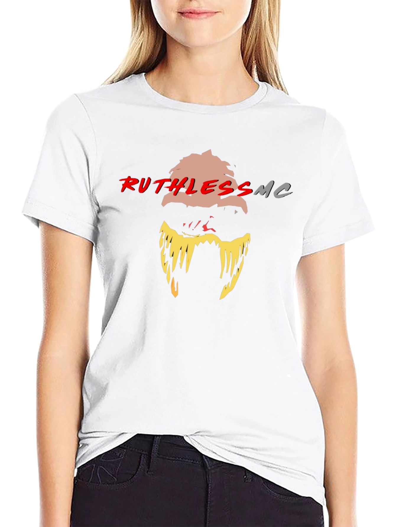 Black Ruthless MC Graphic Print Black T-Shirt view 9