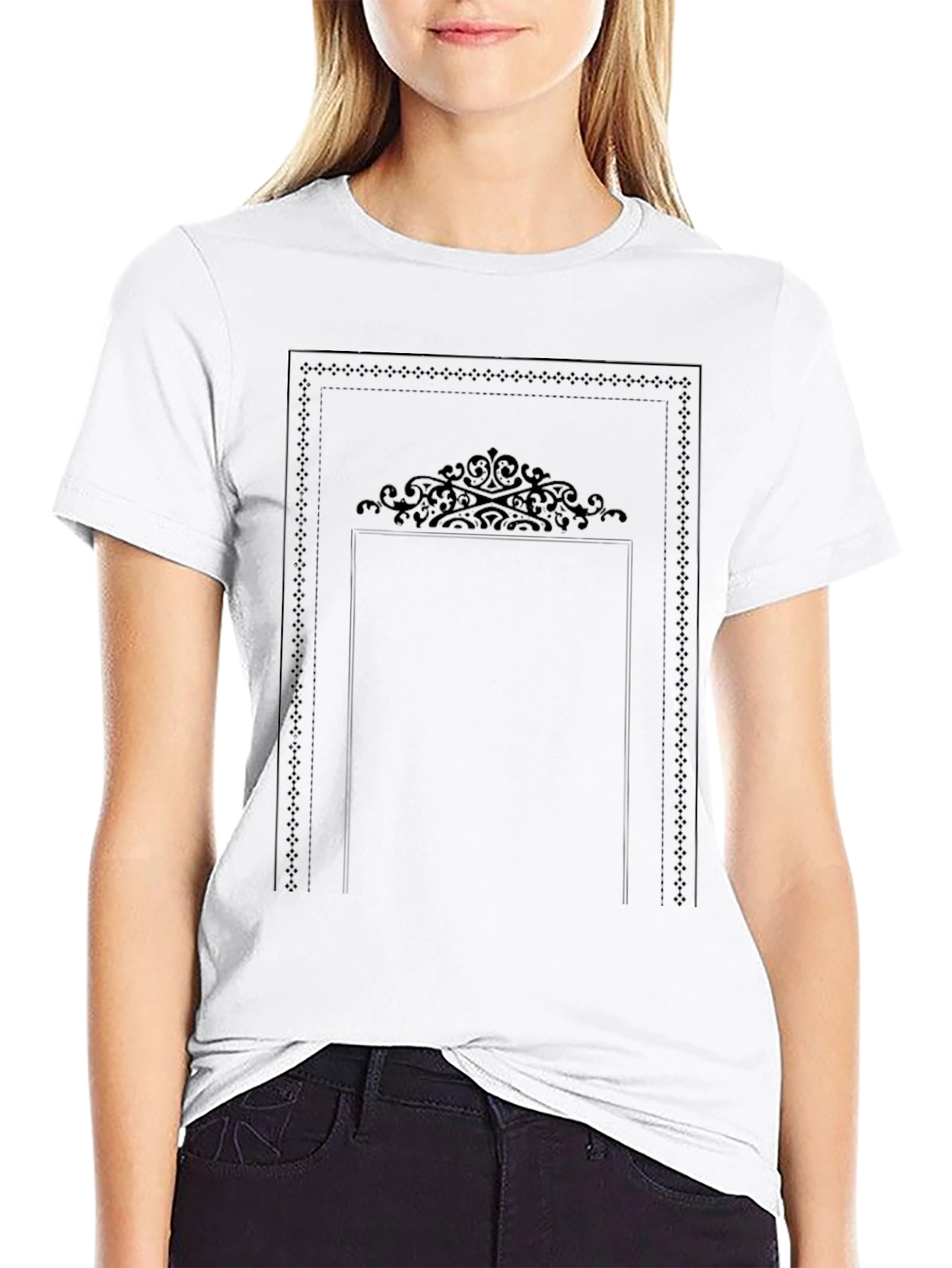 Black Ornate Frame Graphic Black T-Shirt view 9