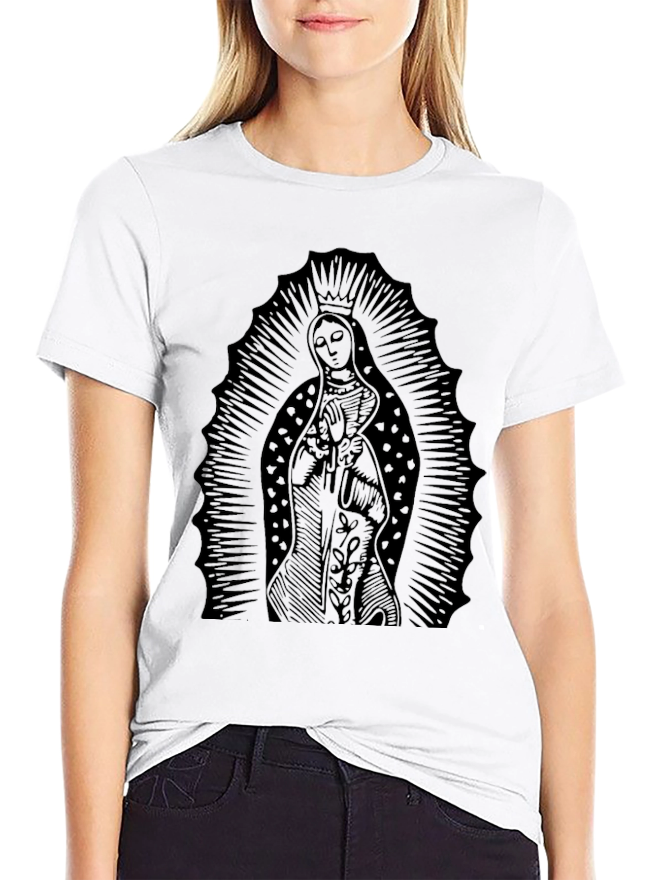 Black Virgin Mary Graphic Black T-Shirt view 9