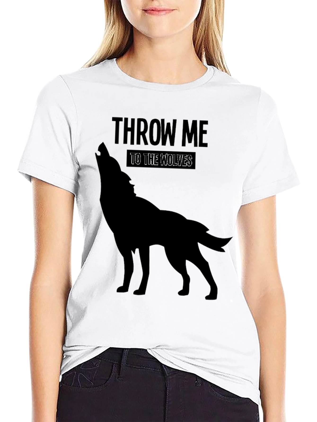 Black Throw Me to the Wolves Graphic T-Shirt view 9