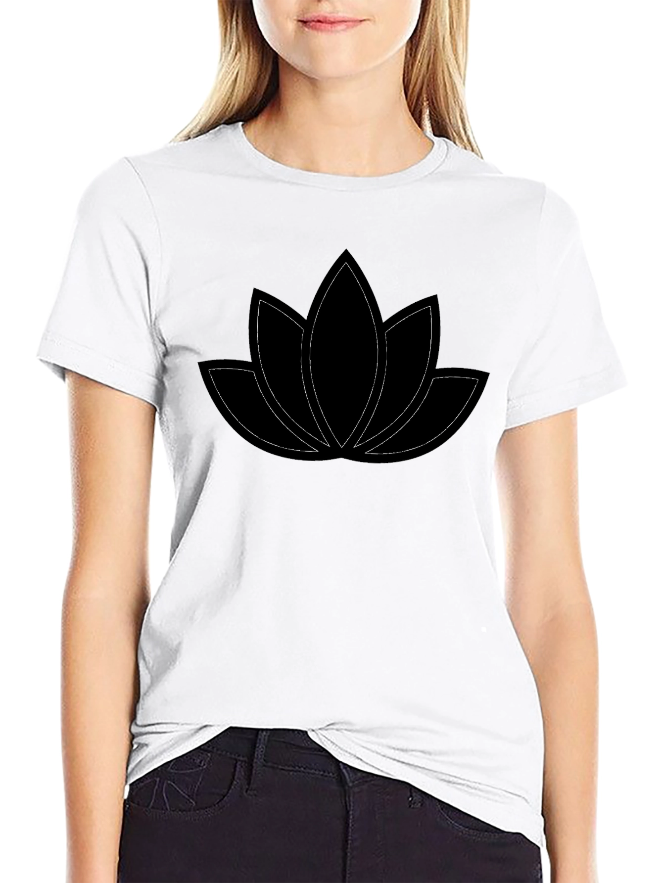 Black Lotus Flower Graphic Tee - Black Cotton Comfort view 9