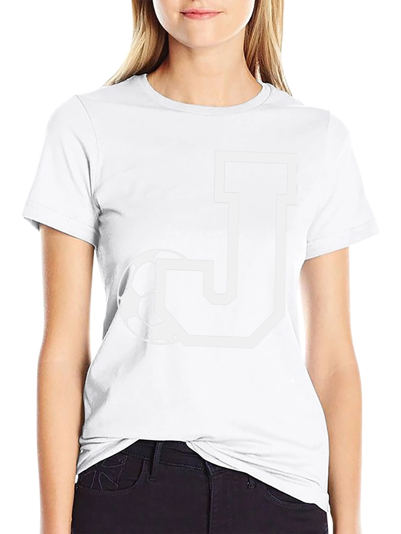 Black Soccer Initial J T-Shirt view 9