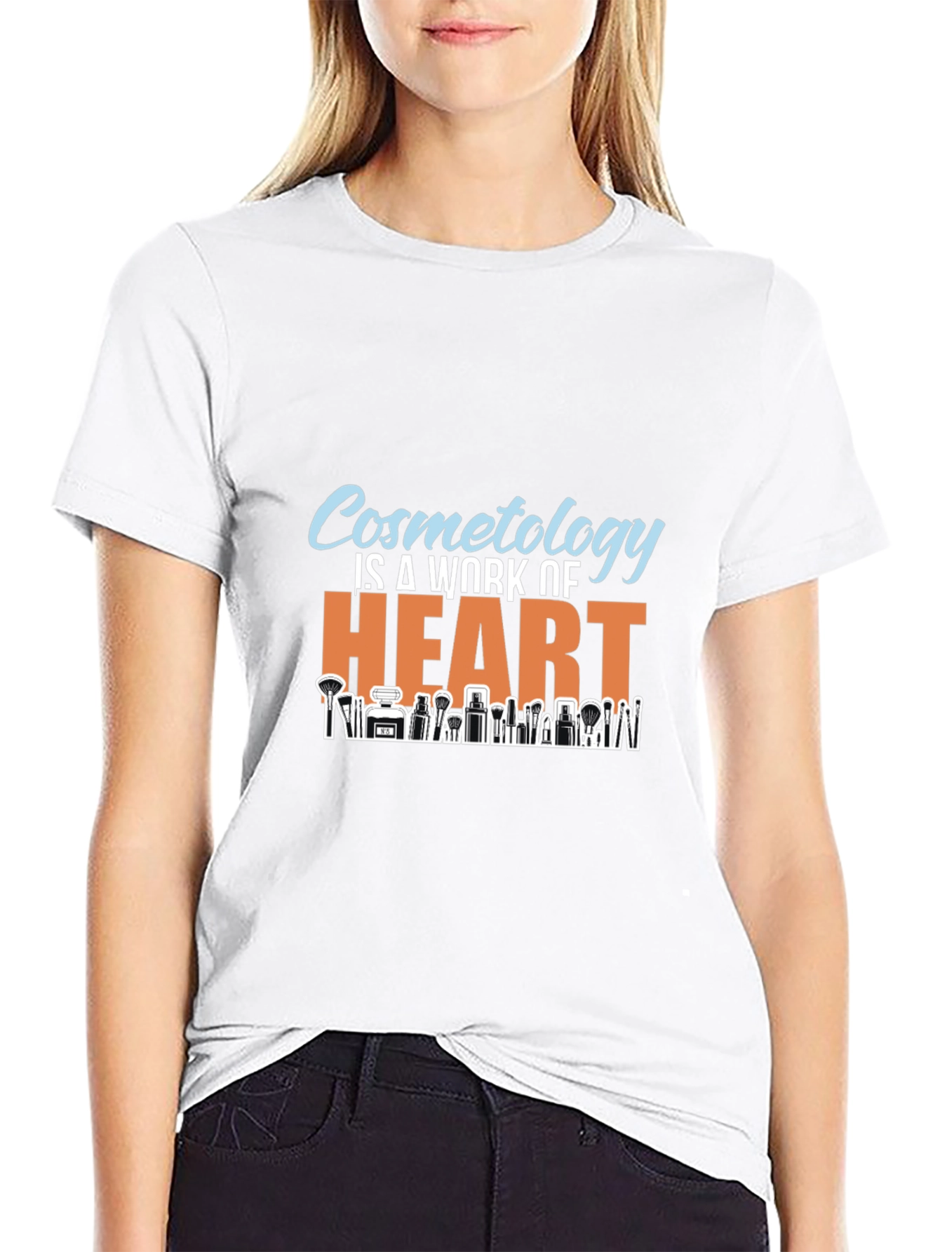 Black Cosmetology Is A Work Of Heart Black T-Shirt view 9
