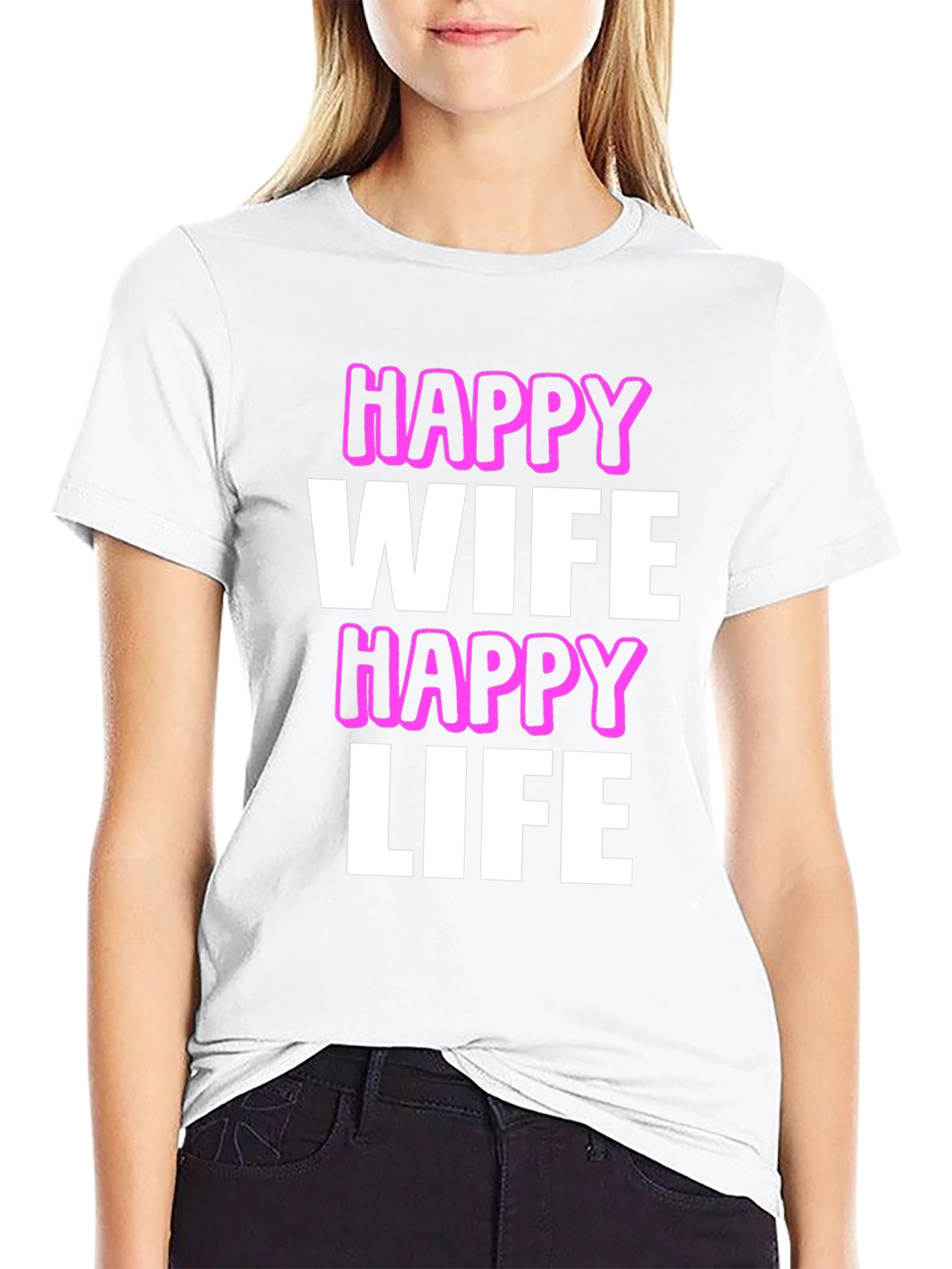 Black Happy Wife Happy Life Graphic Tee view 9