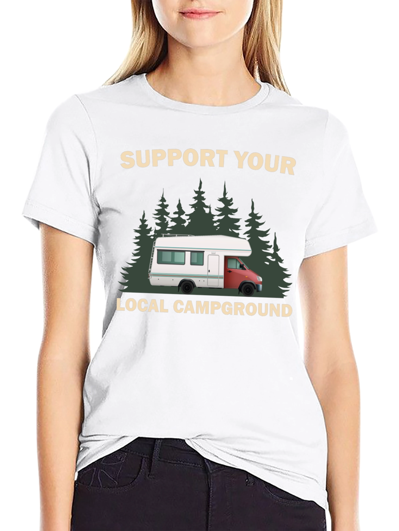 Black Support Your Local Campground Graphic Tee view 9