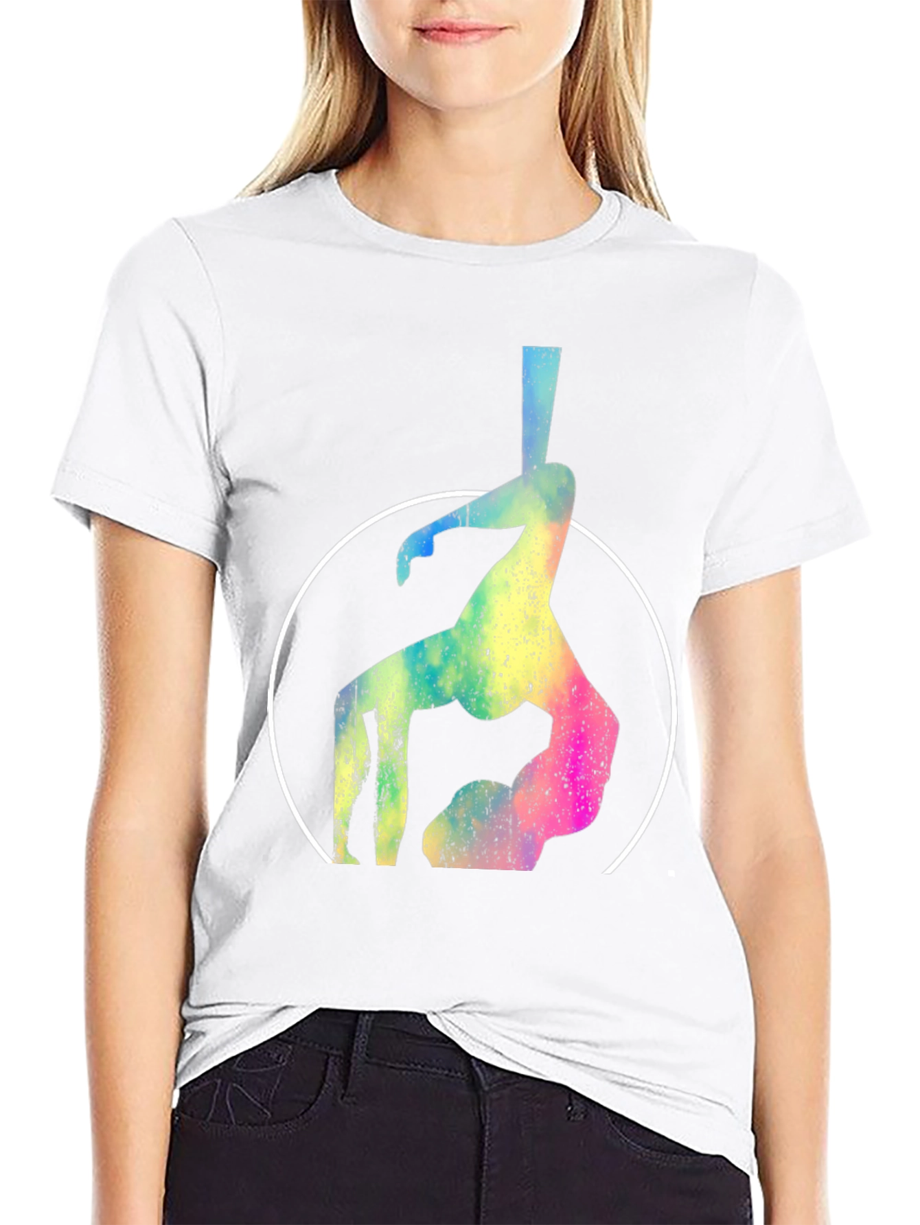 Black Aerial Yoga T-Shirt - Silhouette Design view 9
