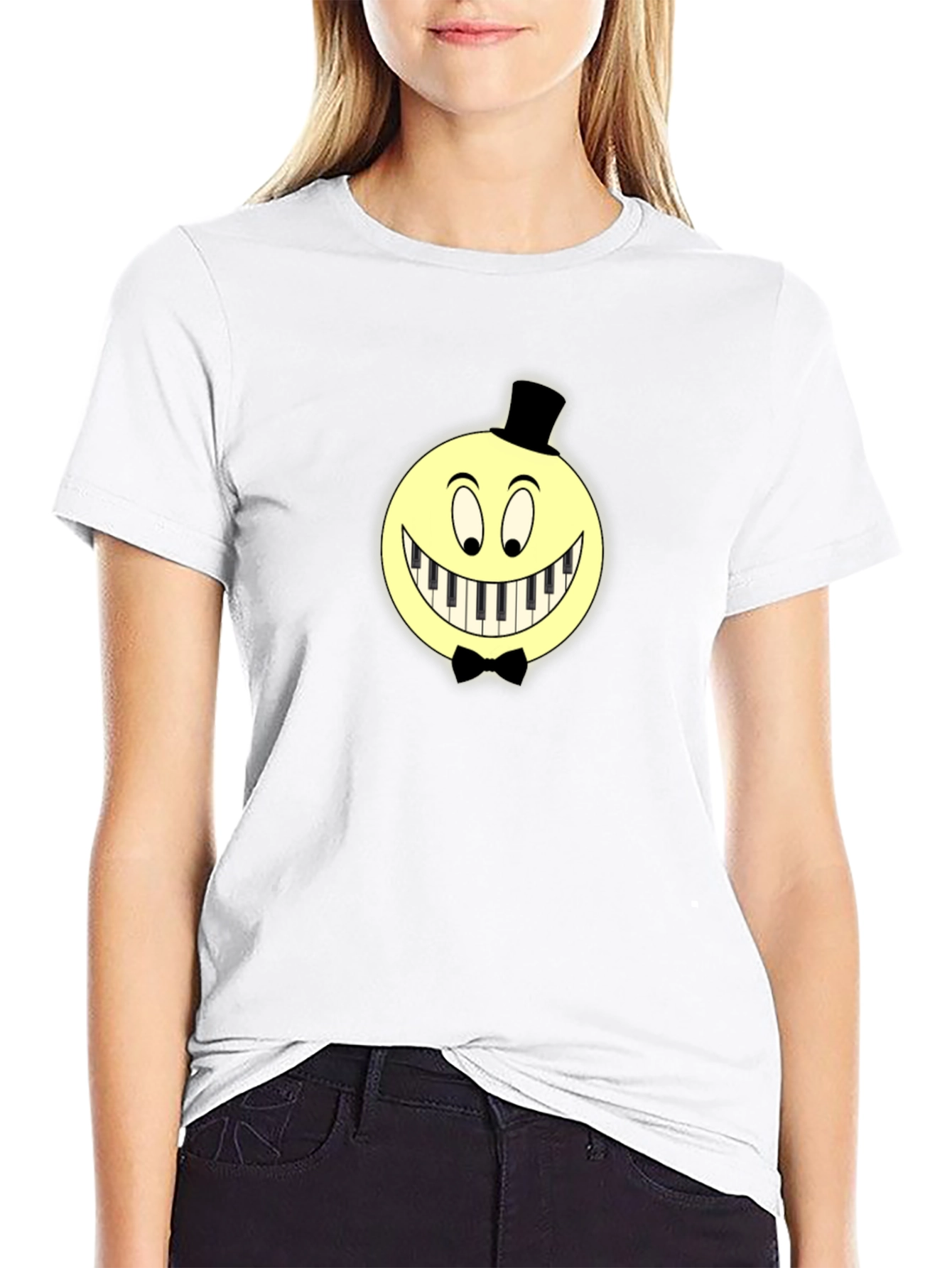Black Piano Smile Graphic T-Shirt - Unique Design view 9