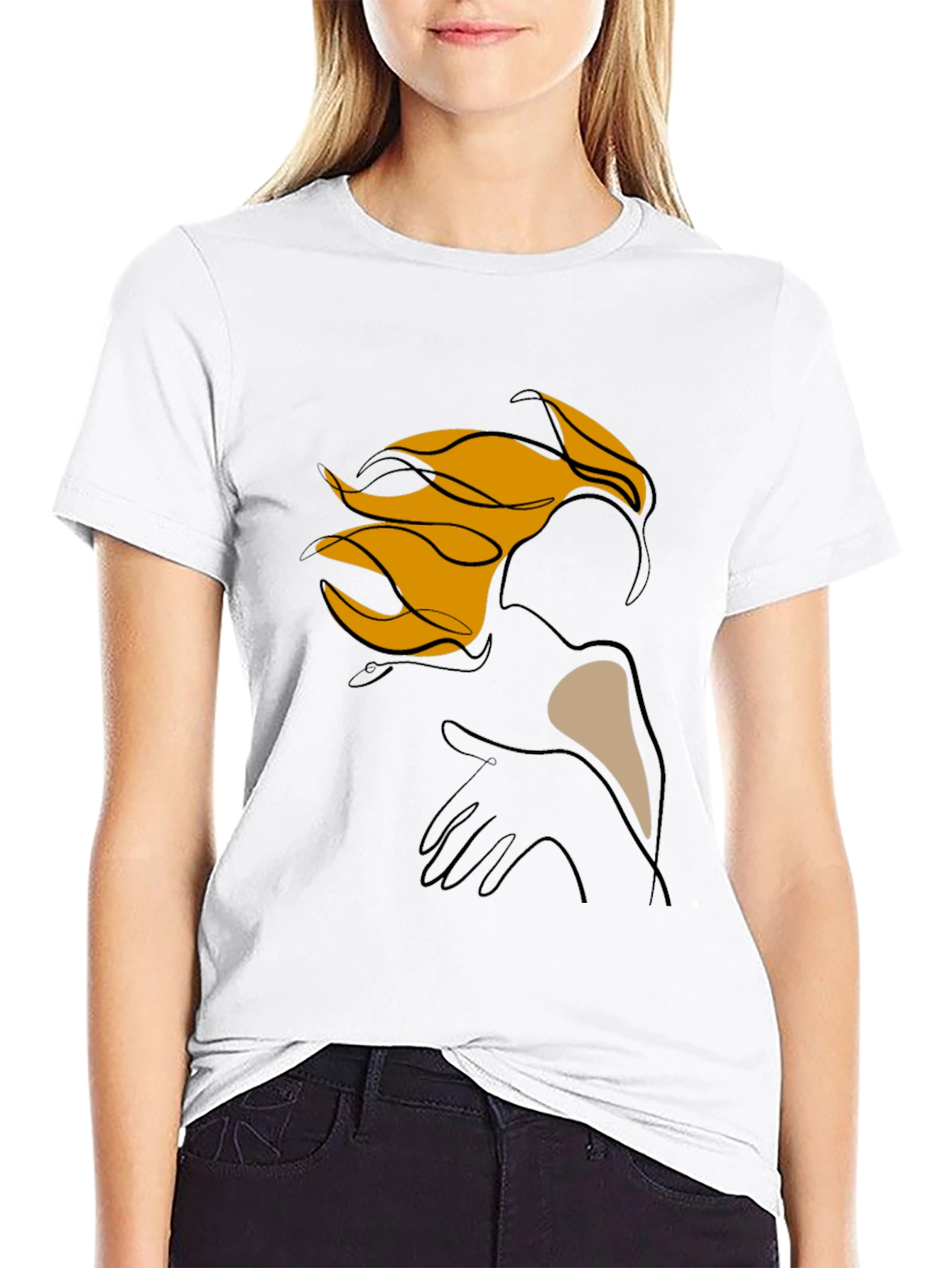 Black Abstract Line Art Graphic Tee view 9