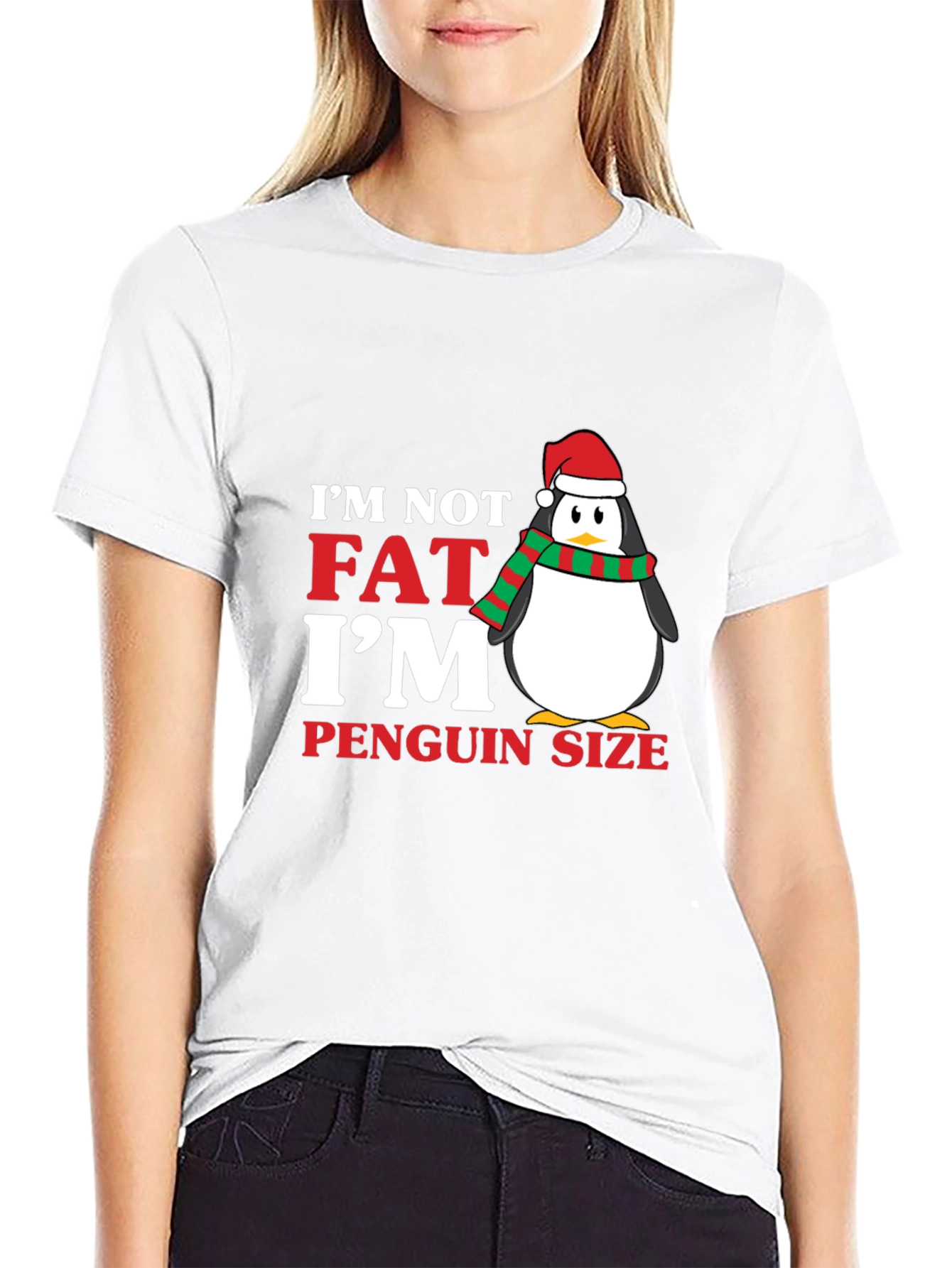 Black I'm Not Fat I'm Penguin Size Holiday T-Shirt view 9