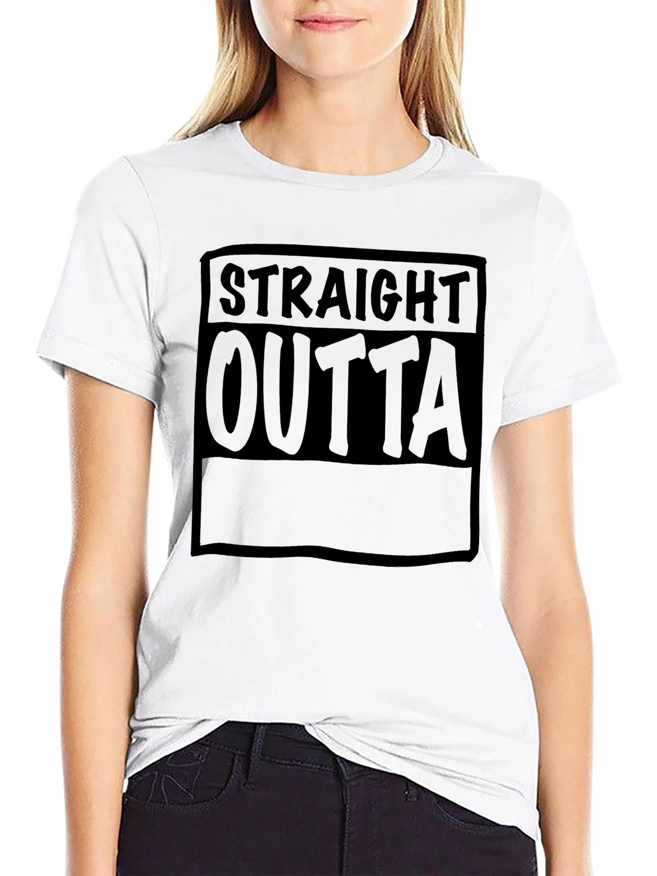 Black Straight Outta T-Shirt - Black view 9
