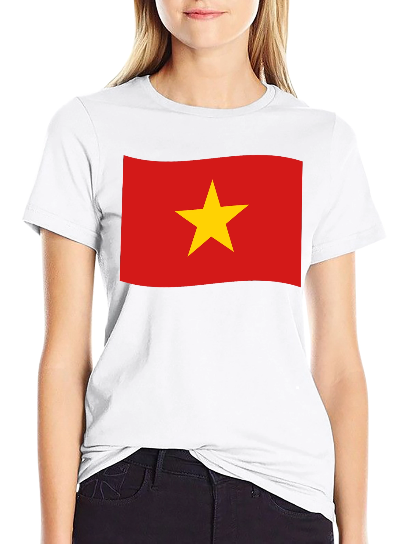 Black Vietnam Flag T-Shirt - Black Crew Neck Tee view 9