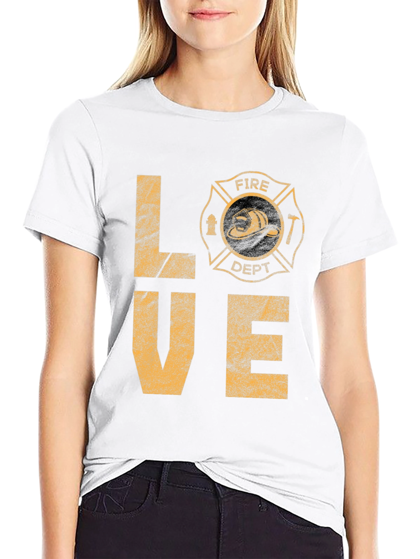 Black Fire Dept LOVE Graphic T-Shirt - Black Cotton Tee view 9