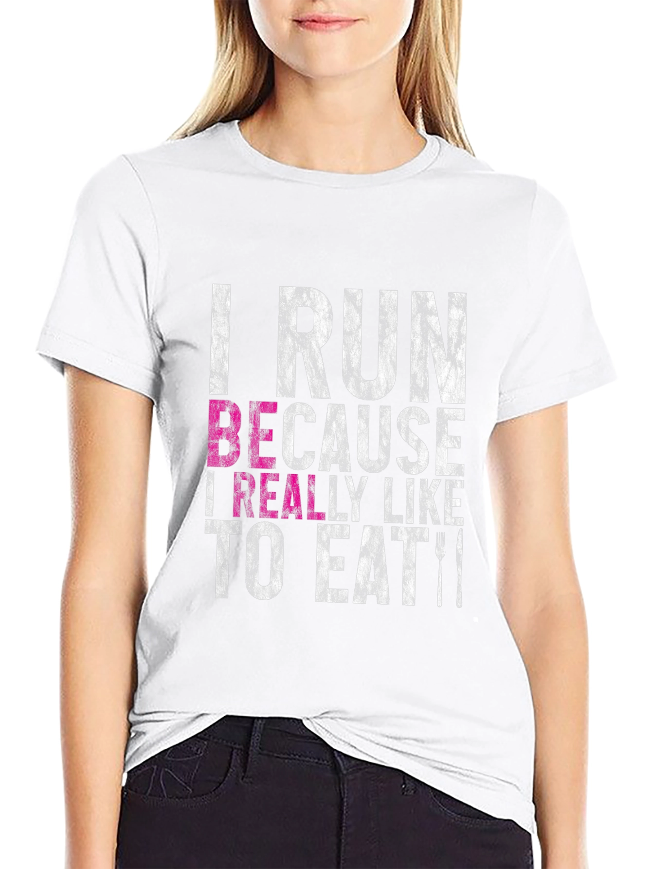 Black I Run Because I Like to Eat Funny T-Shirt view 9