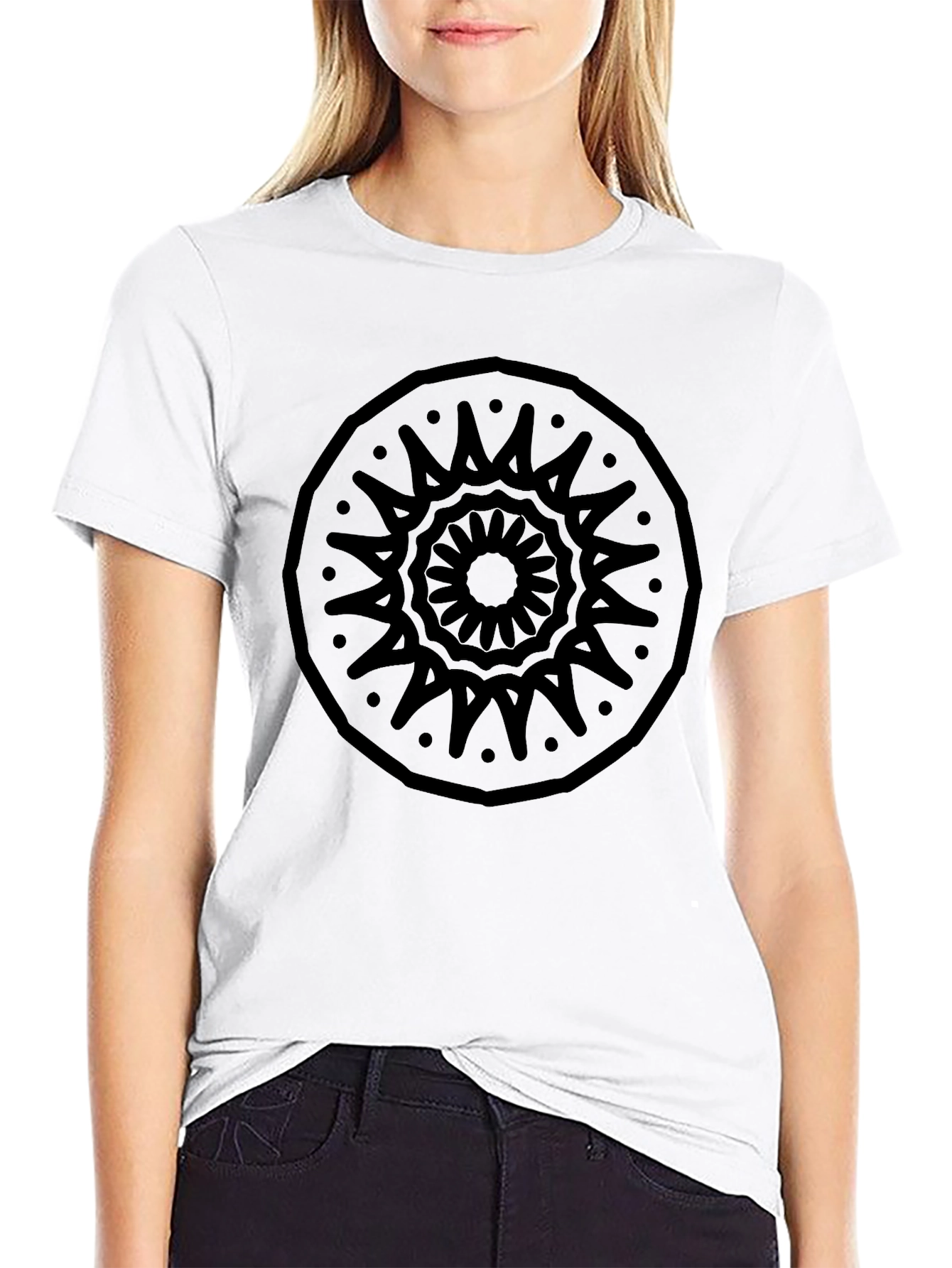 Black Black Mandala Graphic Tee - Modern Casual Style view 9