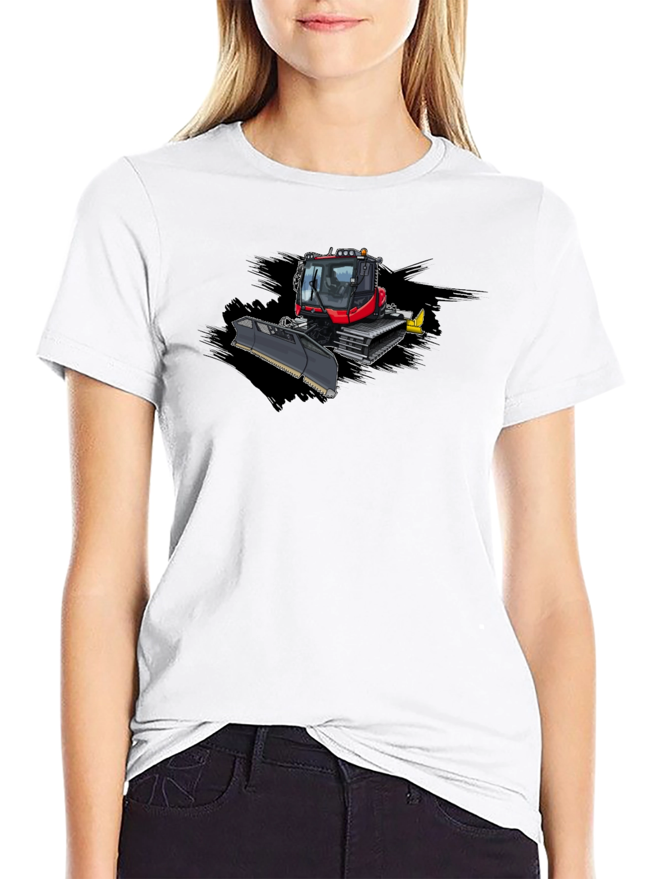 Black Snow Groomer Graphic Tee - Black Cotton T-Shirt view 9