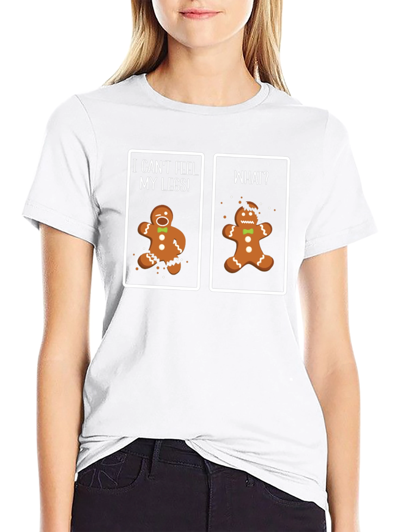 Black Funny Gingerbread Man T-Shirt - Can't Feel My Legs! view 9