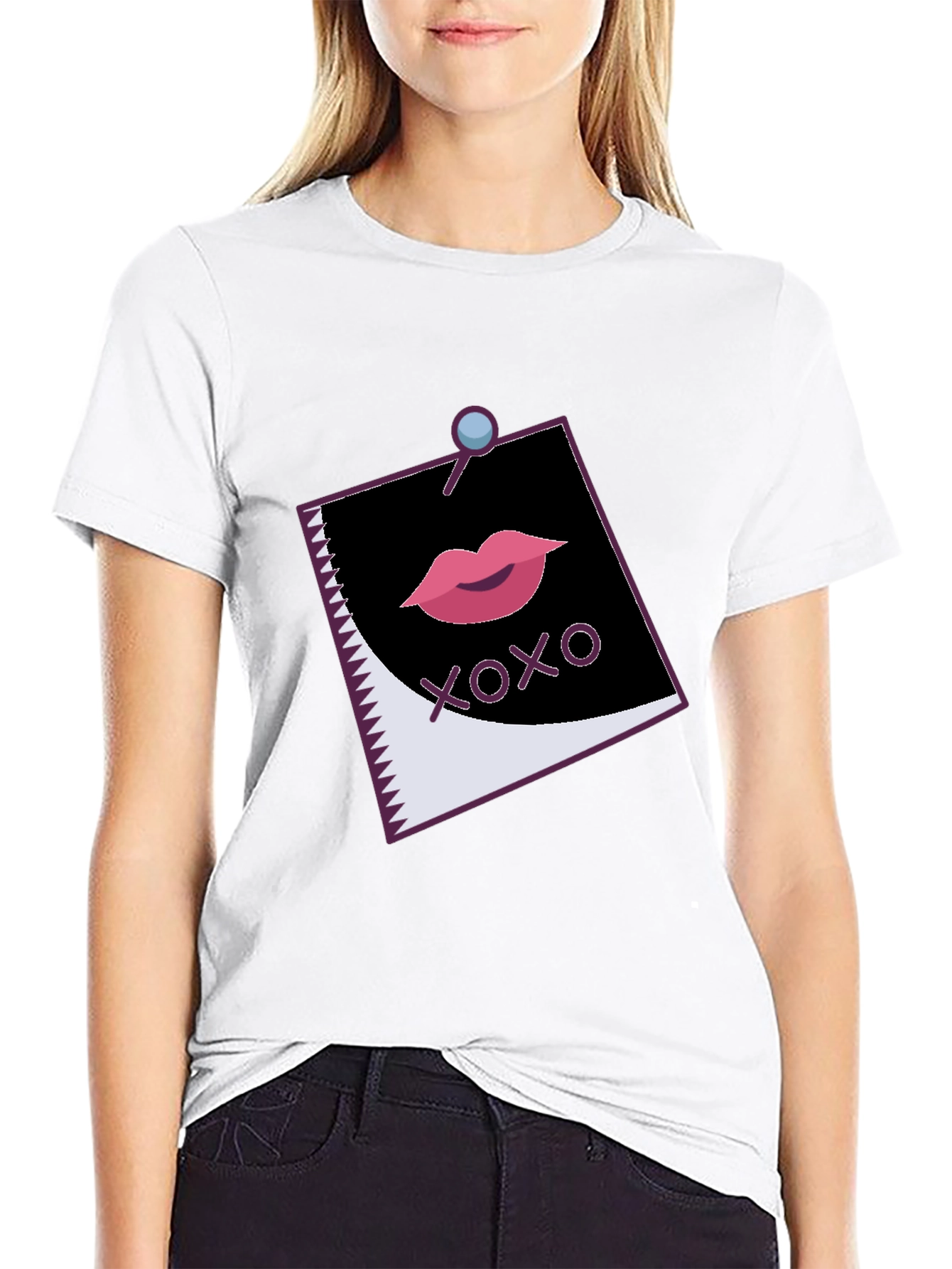 Black XOXO Lips Graphic Black Tee view 9