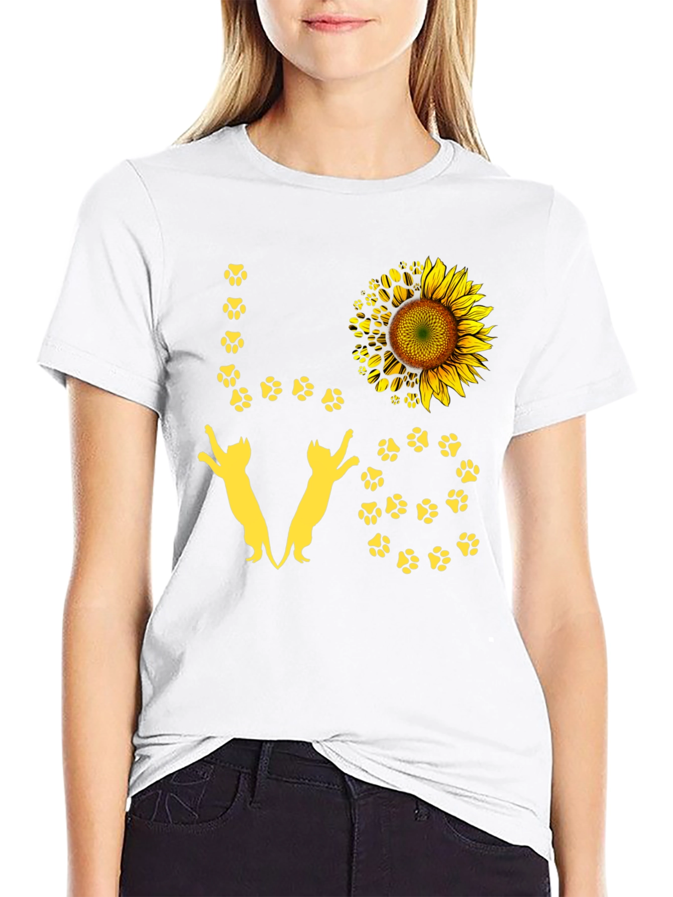 Black Love Cats Sunflower Graphic Tee view 9