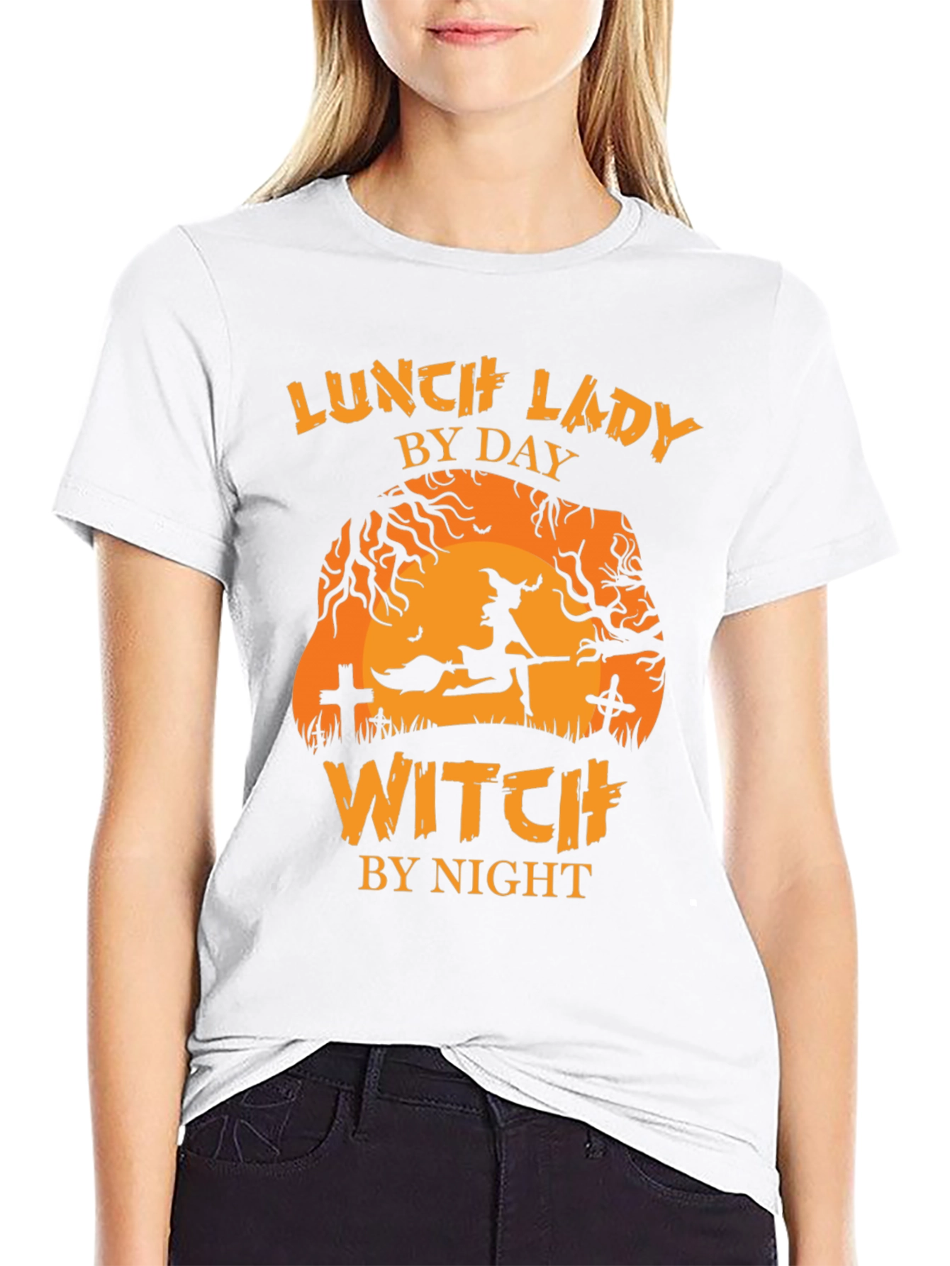 Black Lunch Lady by Day Witch by Night Halloween T-Shirt view 9