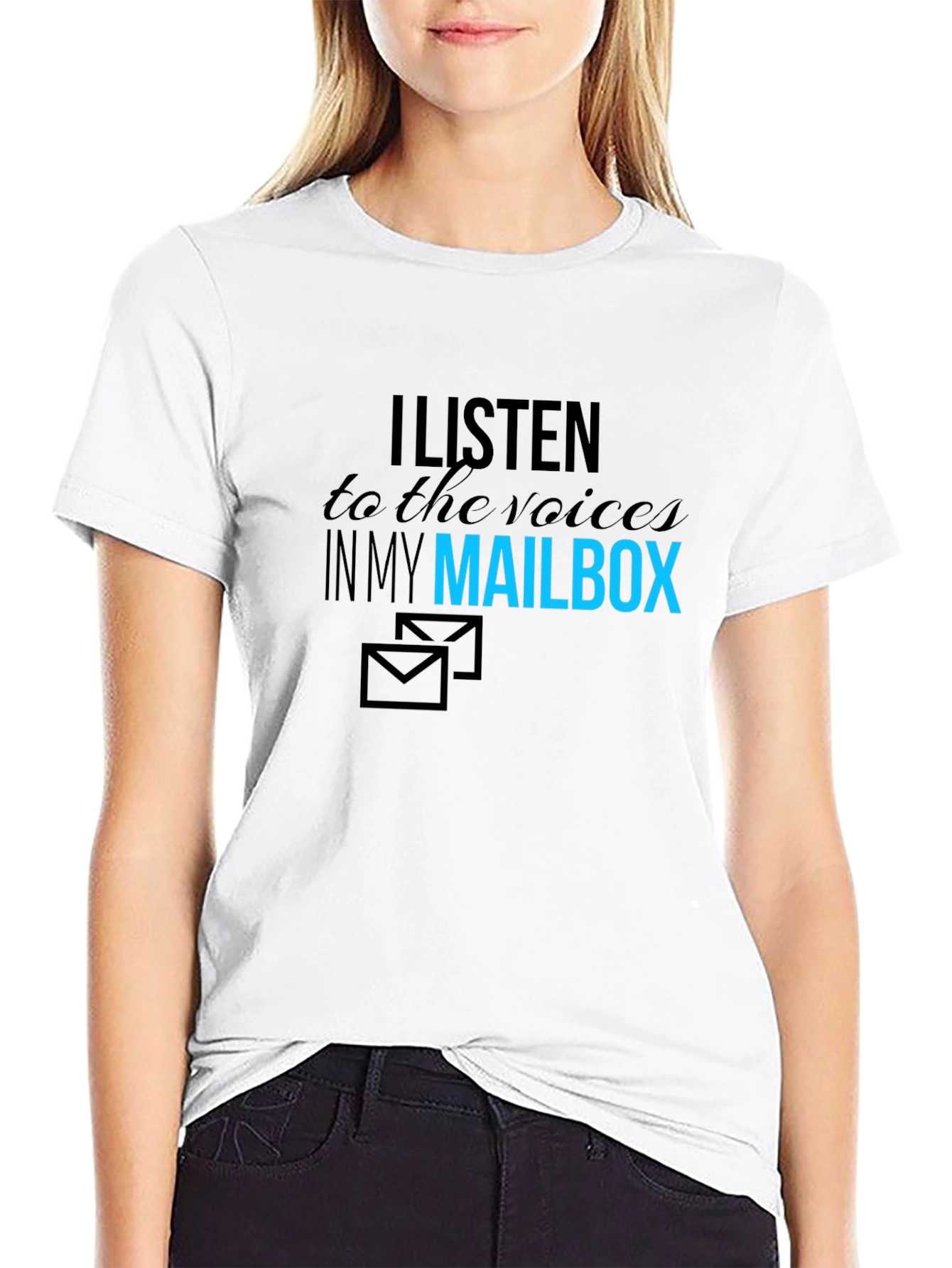 Black I Listen to My Mailbox Graphic T-Shirt view 9