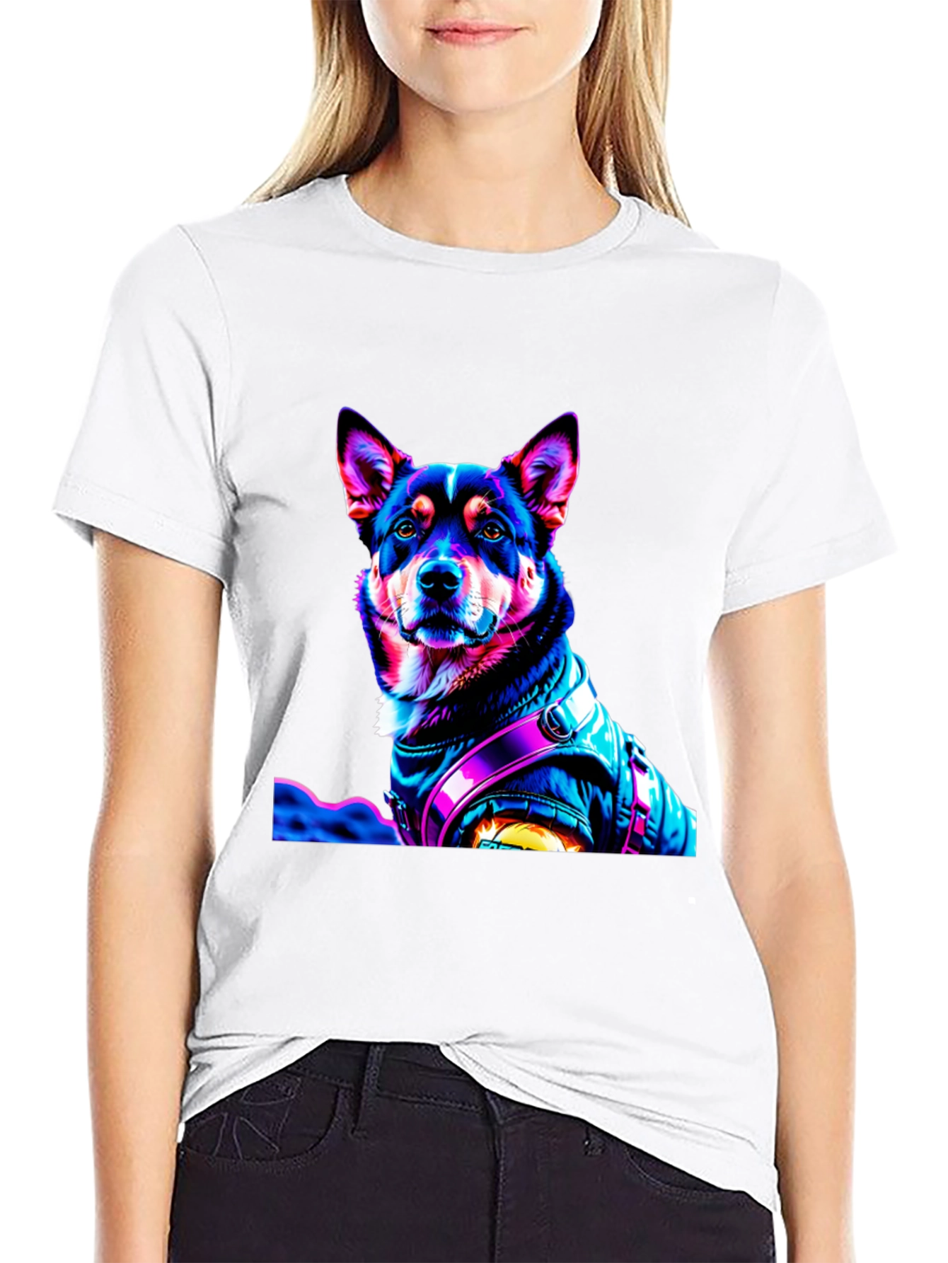 Black Dog in Jacket Graphic T-Shirt view 9