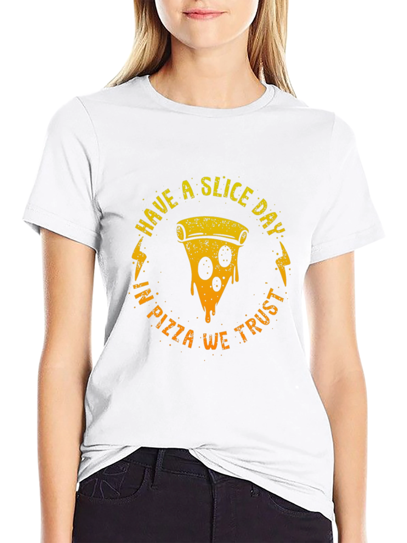 Black Have a Slice Day Pizza Graphic T-Shirt view 9