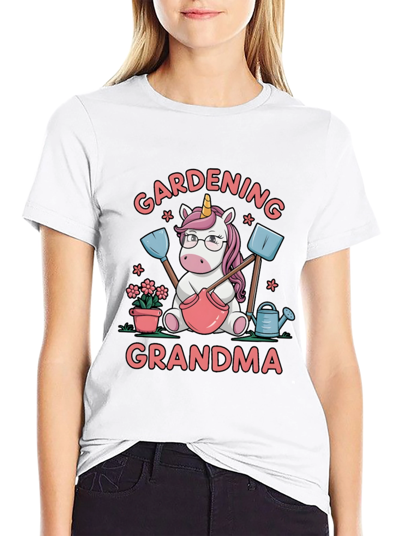 Black Gardening Grandma Unicorn T-Shirt view 9