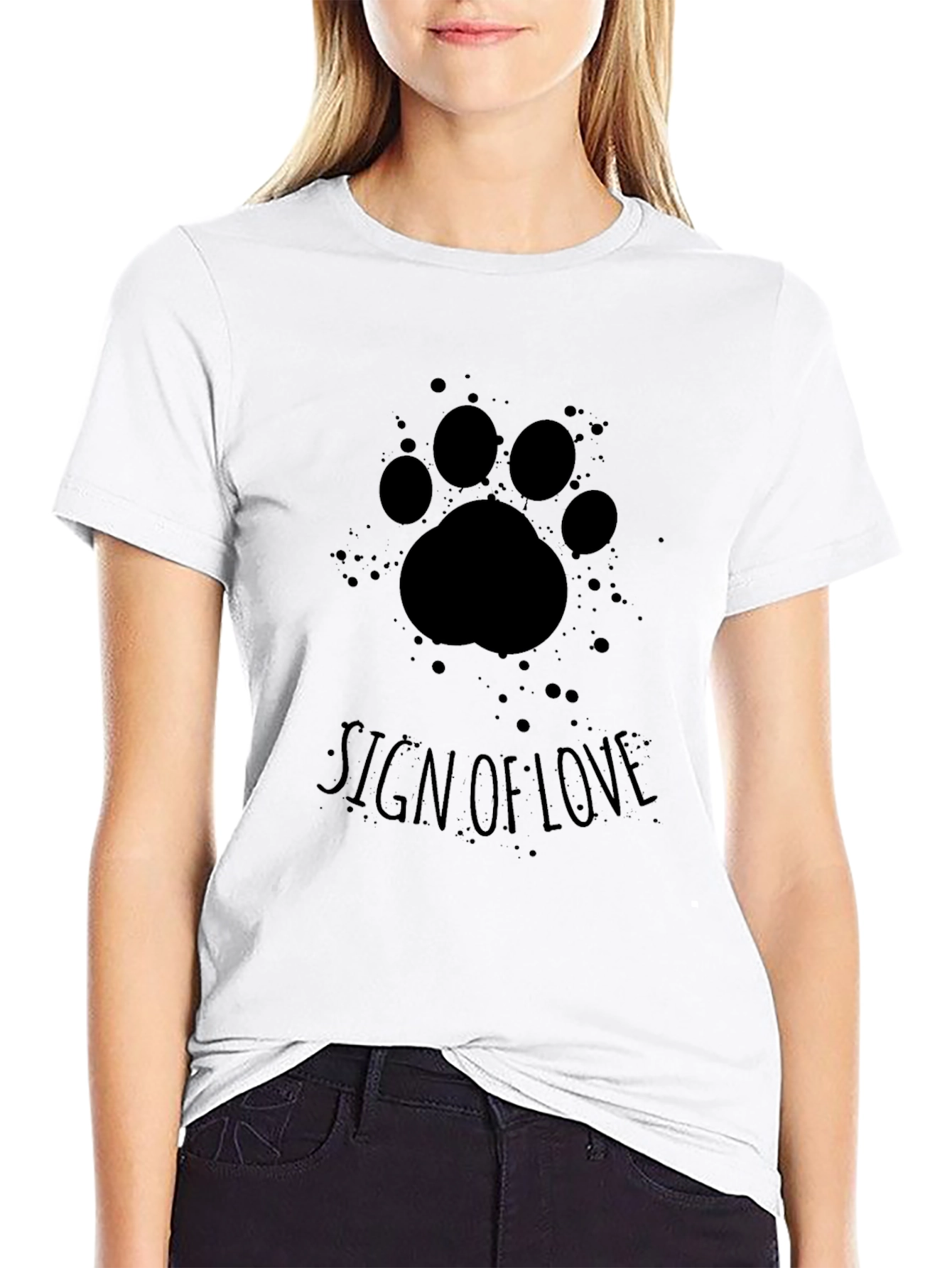 Black Sign of Love Paw Print T-Shirt view 9