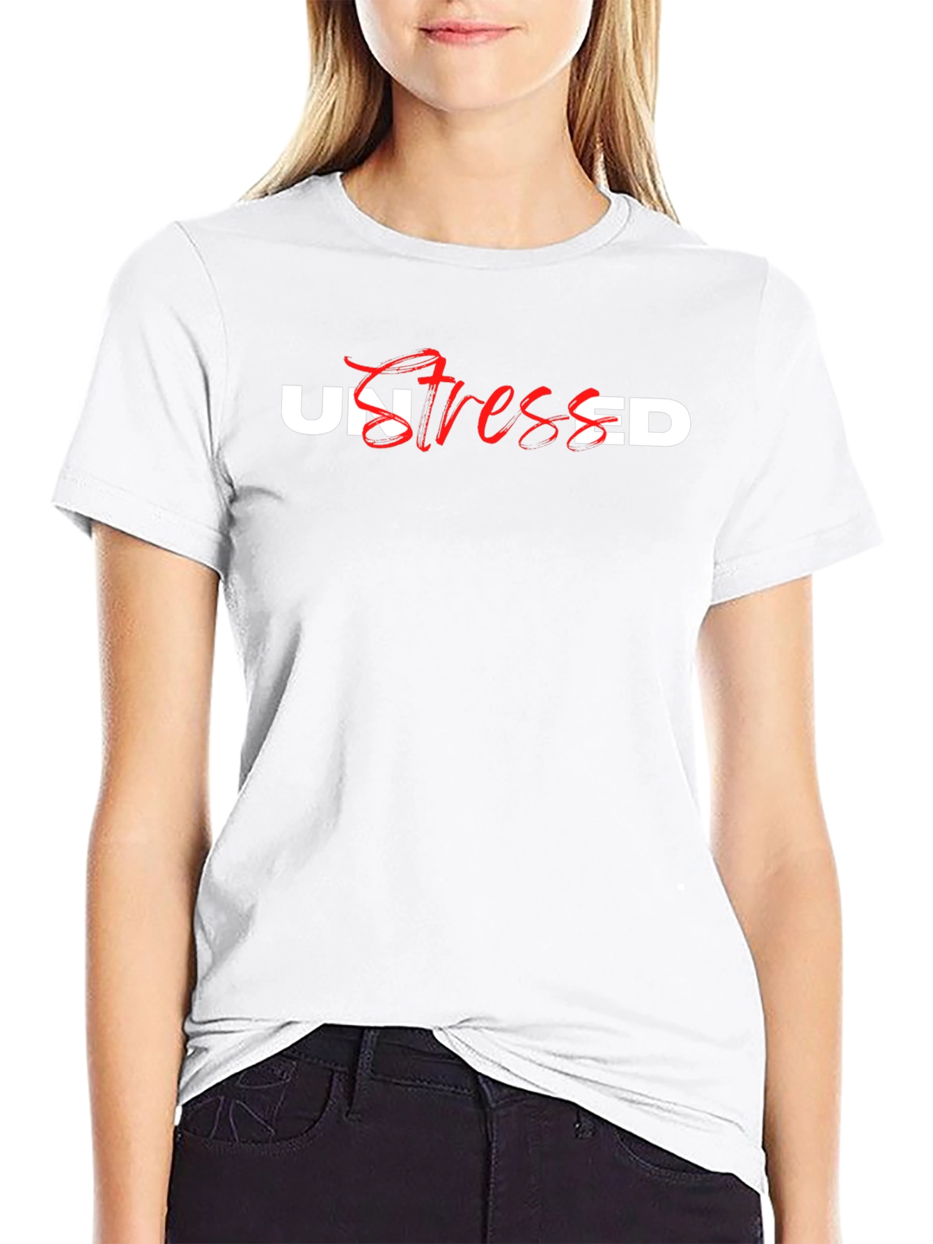 Black Unstressed Graphic Tee - Relaxed Fit Black T-Shirt view 9
