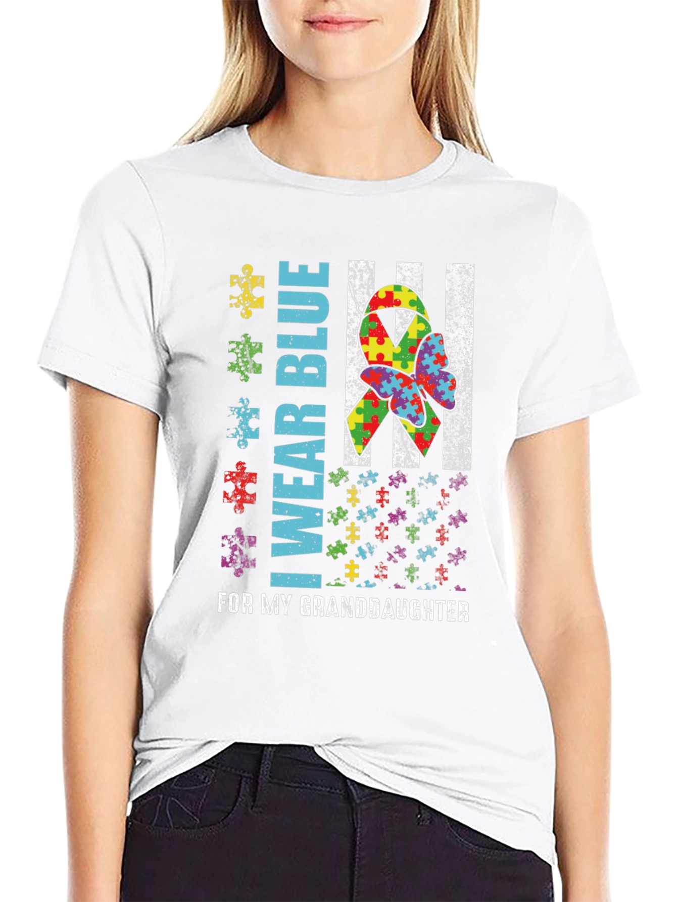Black Autism Awareness Granddaughter T-Shirt view 9