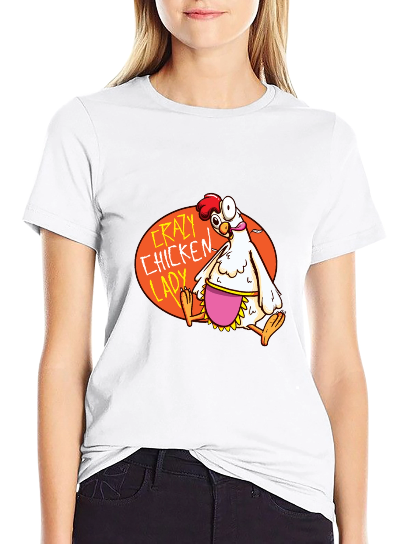 Black Crazy Chicken Lady Graphic T-Shirt view 9