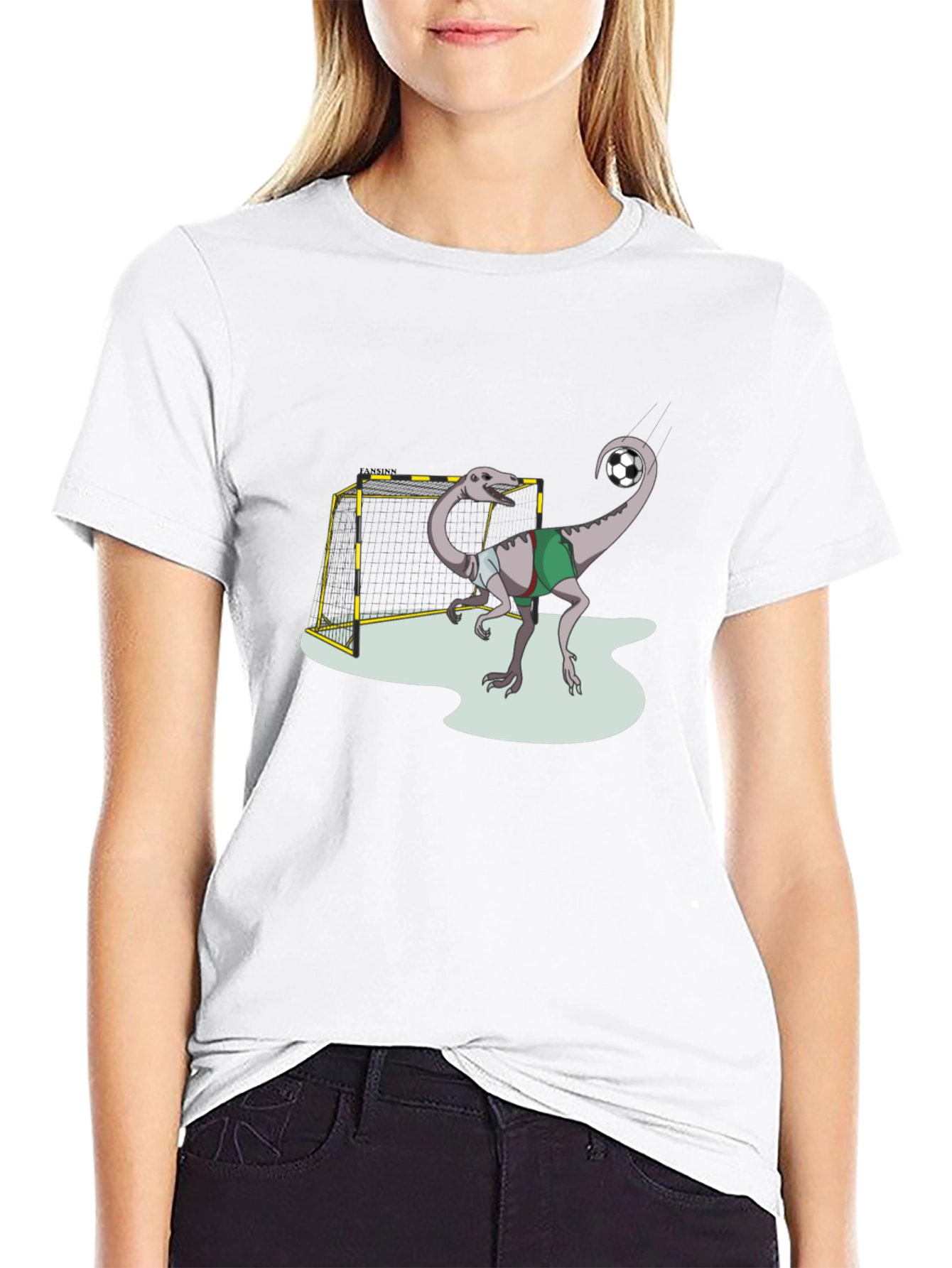 Black Dino Soccer T-Shirt - Fun Graphic Tee view 9