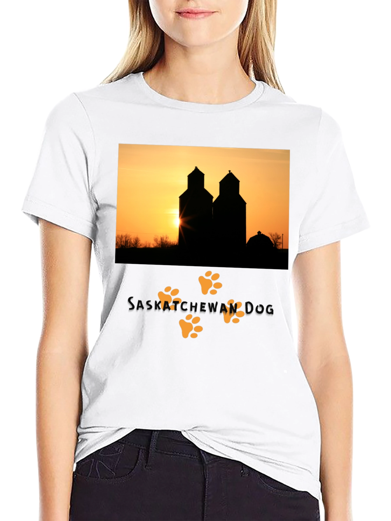 Black Saskatchewan Sunset Silhouette Tee view 9