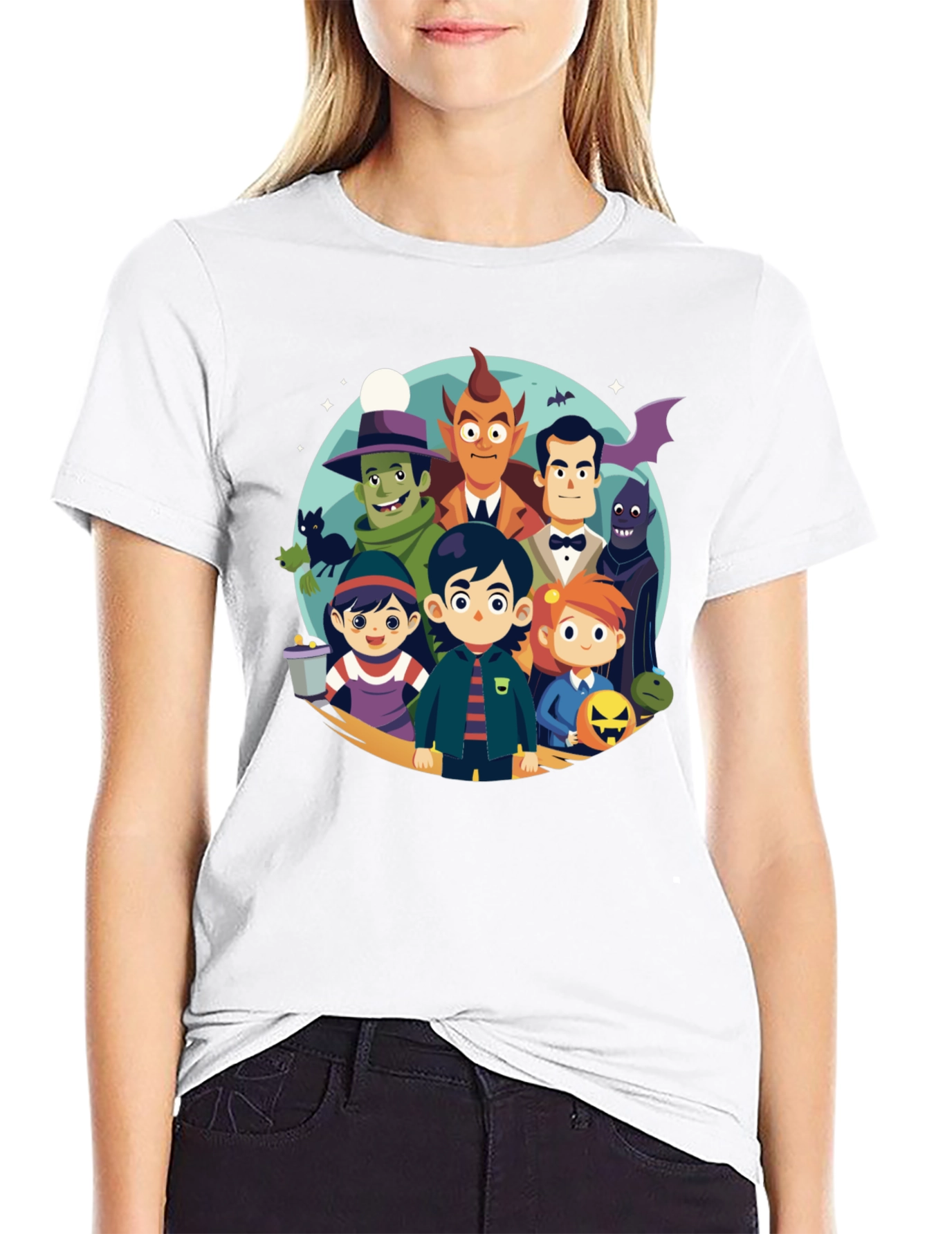 Black Cartoon Monster Squad Black T-Shirt view 9