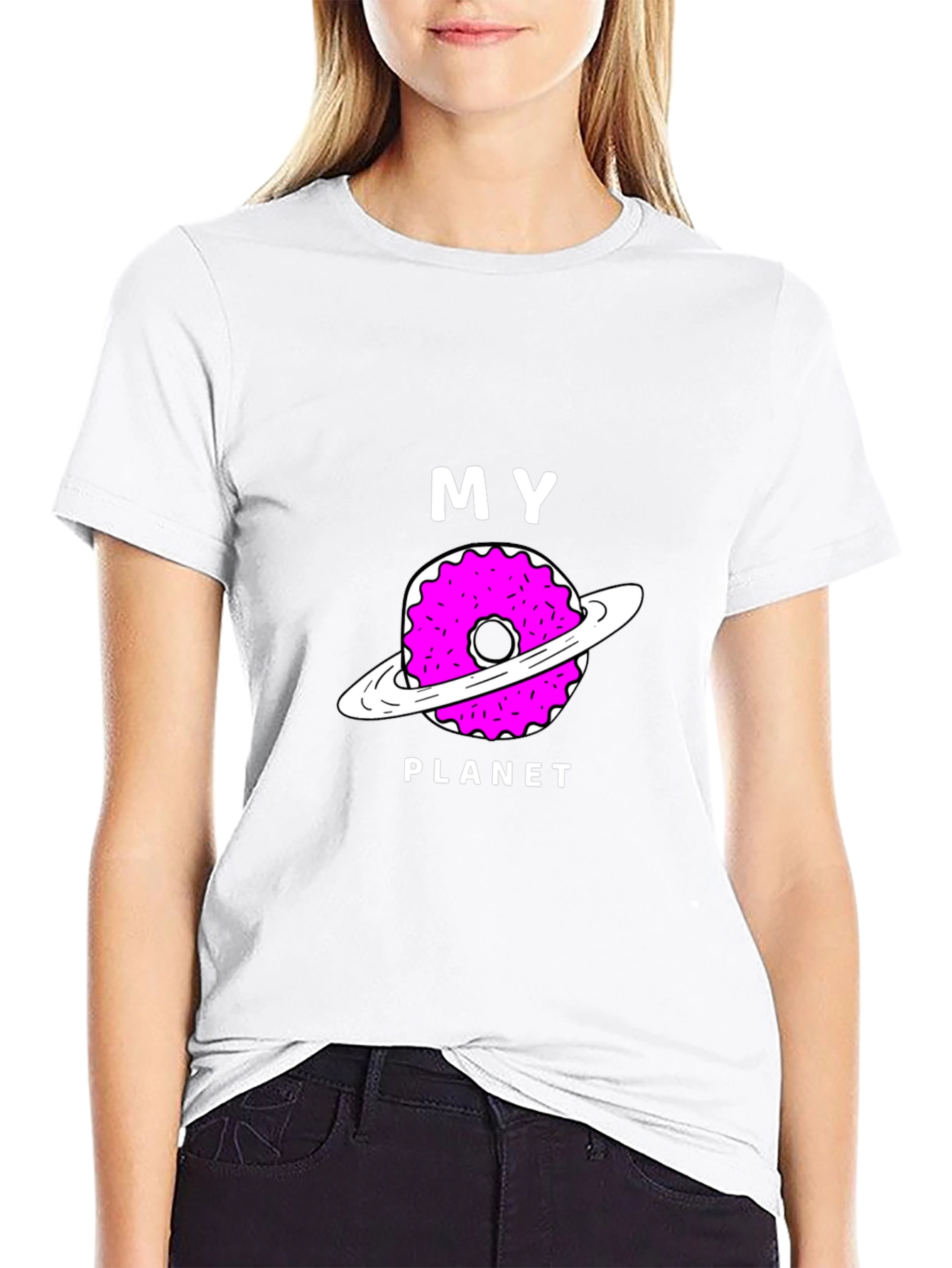 Black My Donut Planet Black Graphic T-Shirt view 9