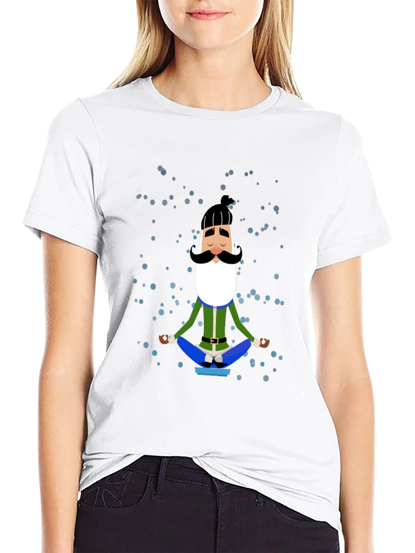 Black Meditating Man Cartoon Graphic Tee view 9