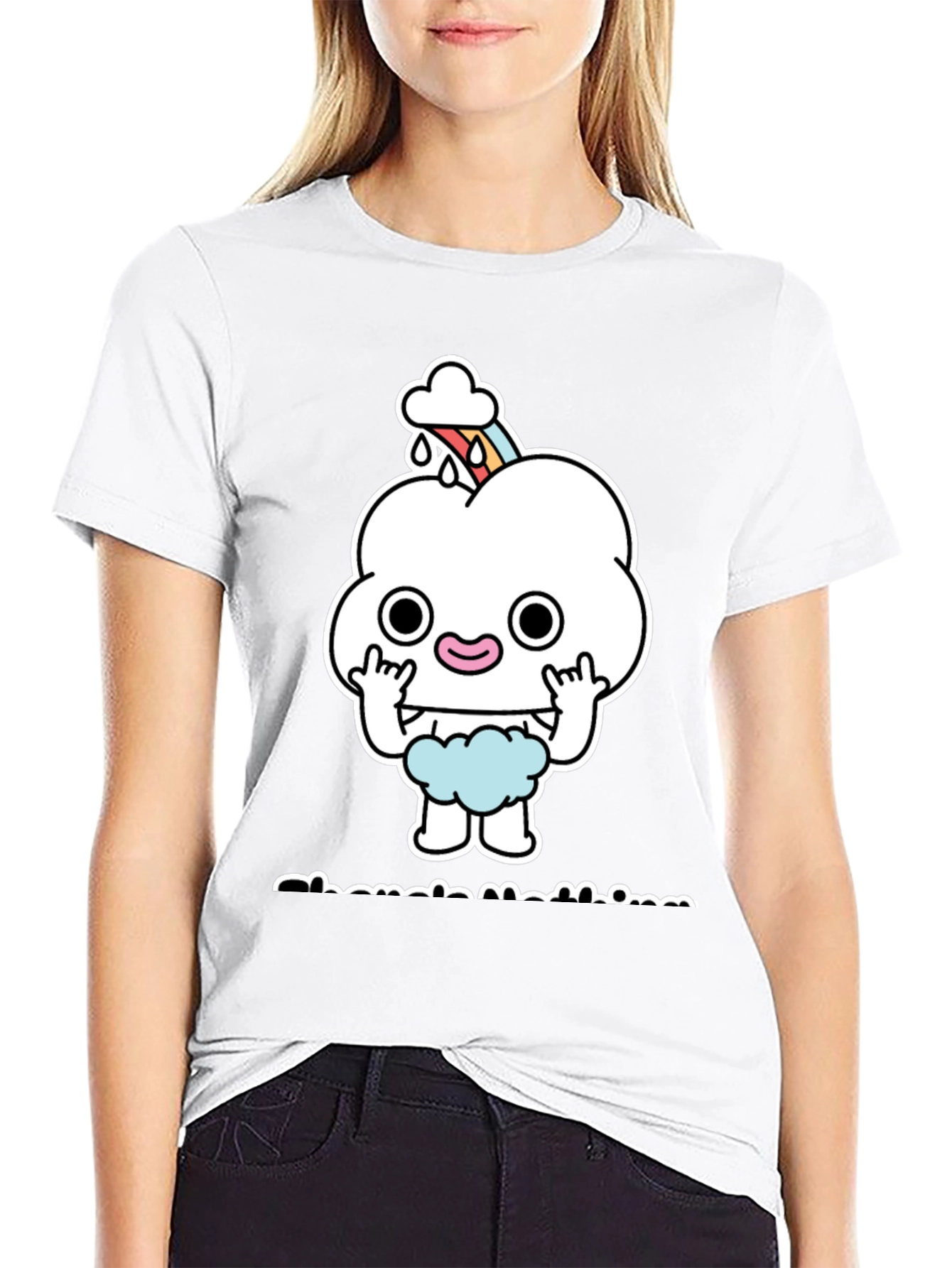 Black Funny Cartoon Cloud T-Shirt  view 9