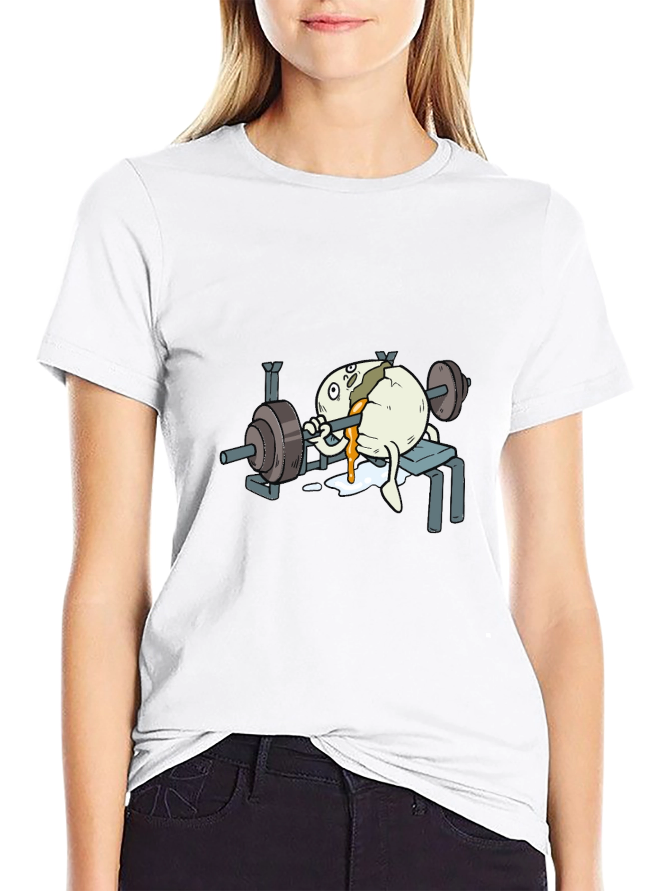 Black Funny Egg Lifting Weights T-Shirt view 9