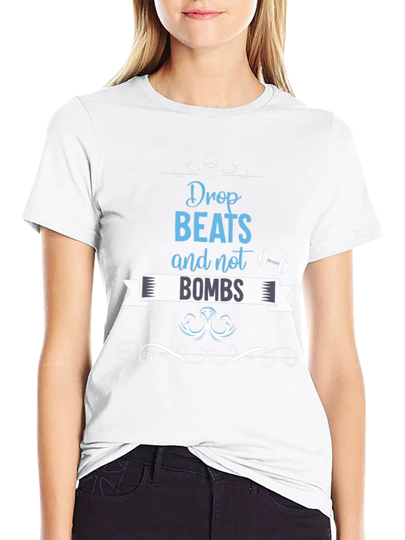 Black Drop Beats, Not Bombs Graphic Tee - Black view 9