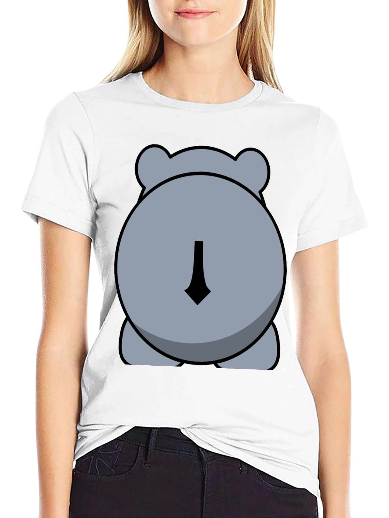 Black Cute Hippo Butt Black Graphic Tee Shirt view 9